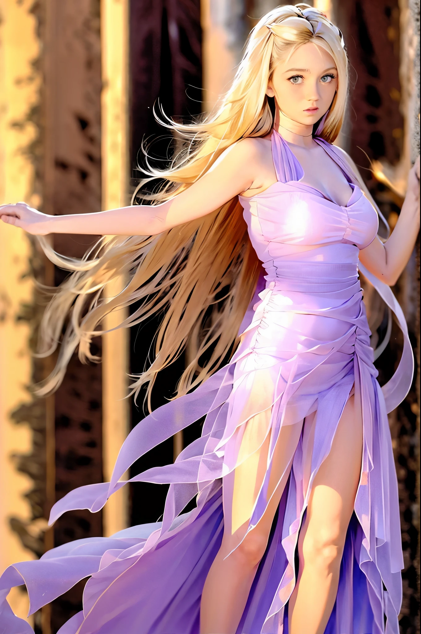 a woman in a purple dress posing for a picture, a portrait inspired by Gabriel Ba, instagram, renaissance, sexy dress, purple dress, dressed in velvet, wearing purple strapless dress, velvety, tight dress, in long pink or violet dresses, stunning elegant, wearing an elegant dress, elegant dress, low cut dress, beautiful silky dress