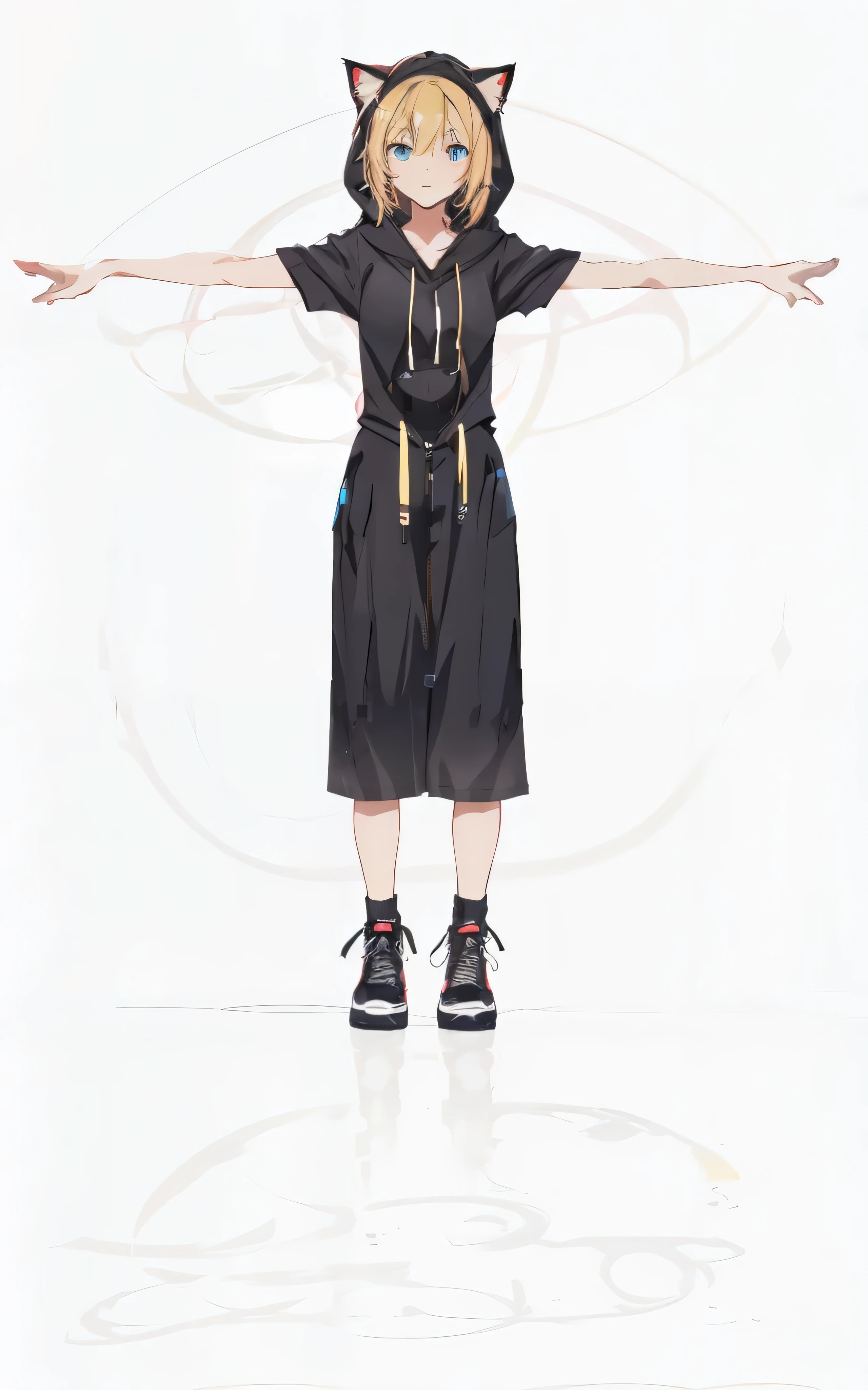 anime character dressed in black with cat ears and black dress, anime full body illustration, full body illustration, full body portrait of a short!, !!full body portrait!!, single character full body, fullbody portrait, full body single character, full body concept, full body character, character full body portrait, clear outfit design, symmetry!! concept art, full body portrait
