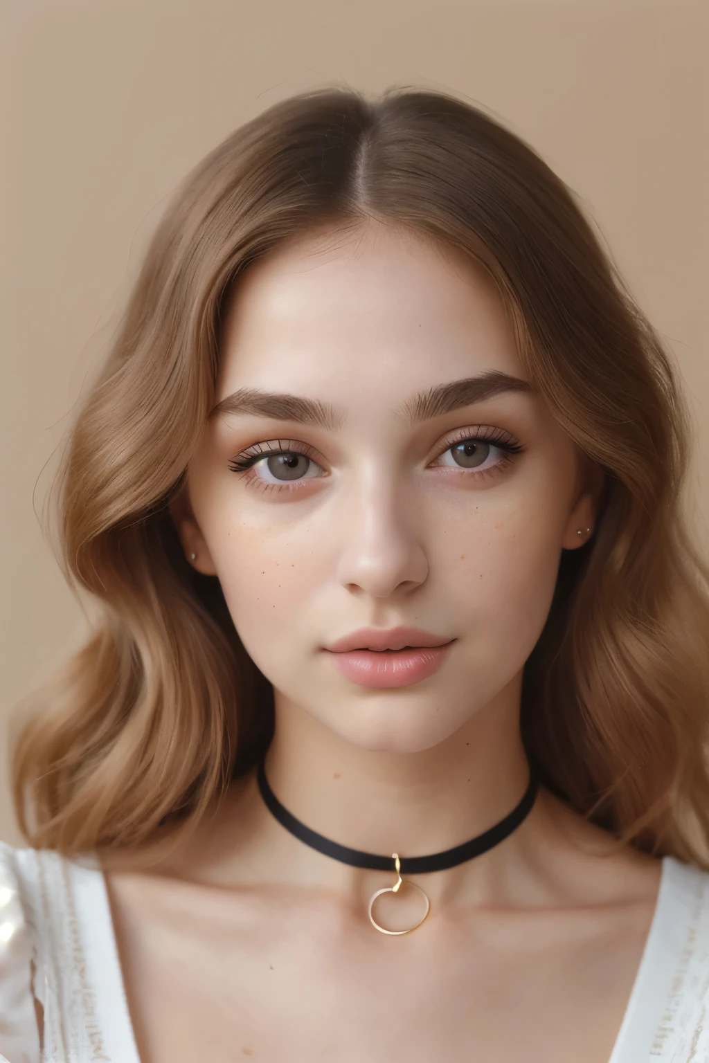 25 year old girl, Looks straight into the camera, Alone, Expressive shaped eyebrows straight, thin lips, Chestnut , view the viewer, shoulder, low hairline, Brown eyes, jewely, Full body, choker necklace, cropped shoulders, Sweaters, Open lips, actual, nase, flirting with the camera, nuit, (ciel nocturne), detailed skin pores, peau grasse, coup de soleil, complex eyes details, corps entier entier , gros seins, beautiful girl, nikon d850, film stock photograph ,4 kodak portra 400 ,camera f1.6 lens, rich colors, hyper realistic, (highly detailed face:1.4), size 3 breasts, top-quality, maximum details, roughness, real life, ultra realist, photorealism, photographie, 8K UHD, in the style of Oleg Oprisco, video, Jocelyn Hobbie, soft, muted tones, close up, wavy, Nick Knight realistic potrait photo of beatiful and attractive women, model, influencer