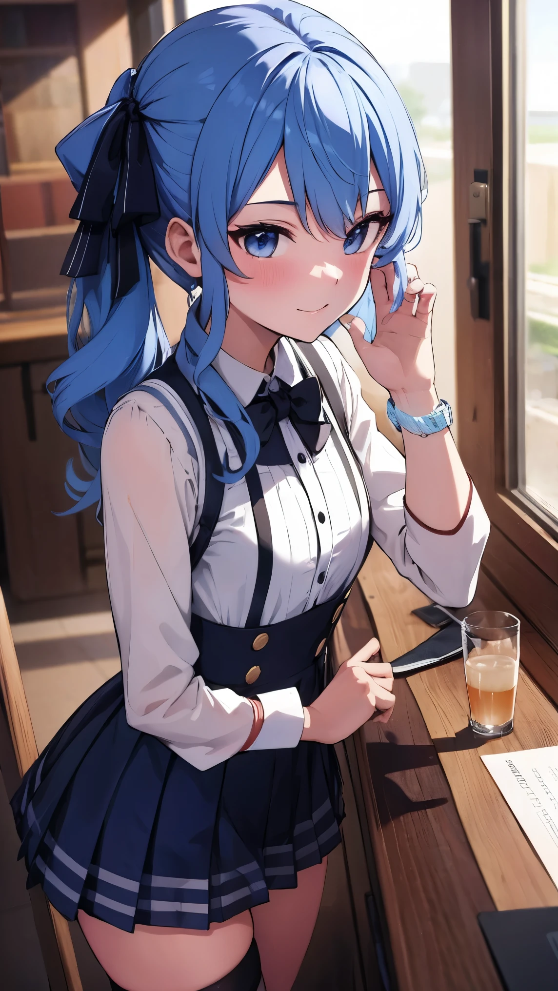 Hololive_hoshimachi suisei_fantasy_blue stockings_shortcut_Idol_raw stone star_Stella Stella_a handsome guy_delivery_Virtual YouTuber_smile_date_Cafe