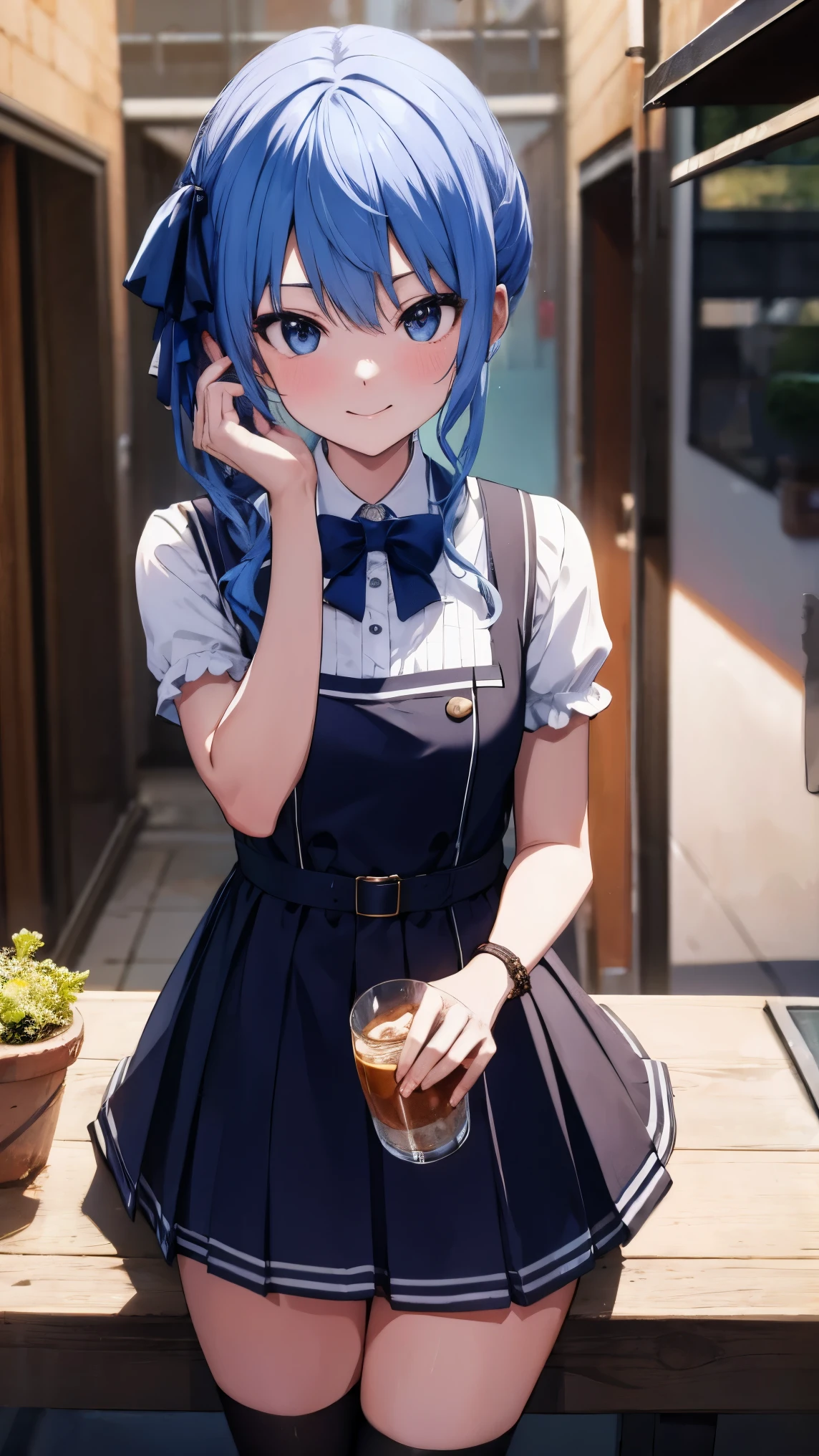 Hololive_hoshimachi suisei_fantasy_blue stockings_shortcut_Idol_raw stone star_Stella Stella_a handsome guy_delivery_Virtual YouTuber_smile_date_Cafe