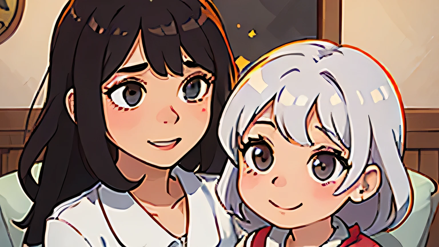 A mother and her 5-year-old girl looking at the camera, smiling