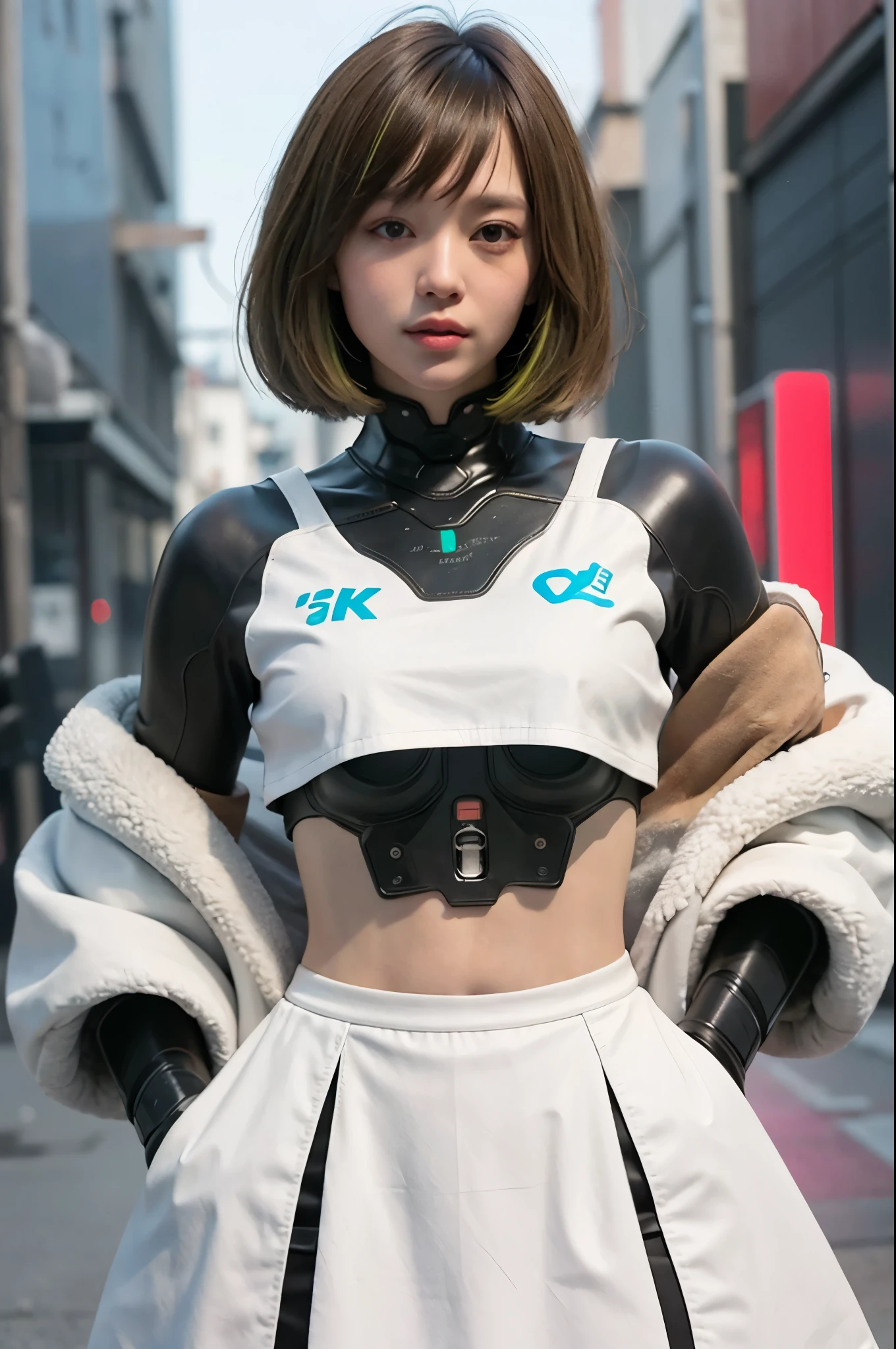 (fotorrealista:1.4), (Mejor calidad:1.0), (Ultraresolution:1.0), (8K, foto cruda), (Obra maestra:0.2), retrato, enfoque facial,
(cyber_Jawlesask, mechanical parts, Cybernetics, 1 chica, asian girl, chaqueta, (pelo largo:1.5), (pelo verde:1.5),
Fondo de la calle Cyberpunk, (neon: 1.2),