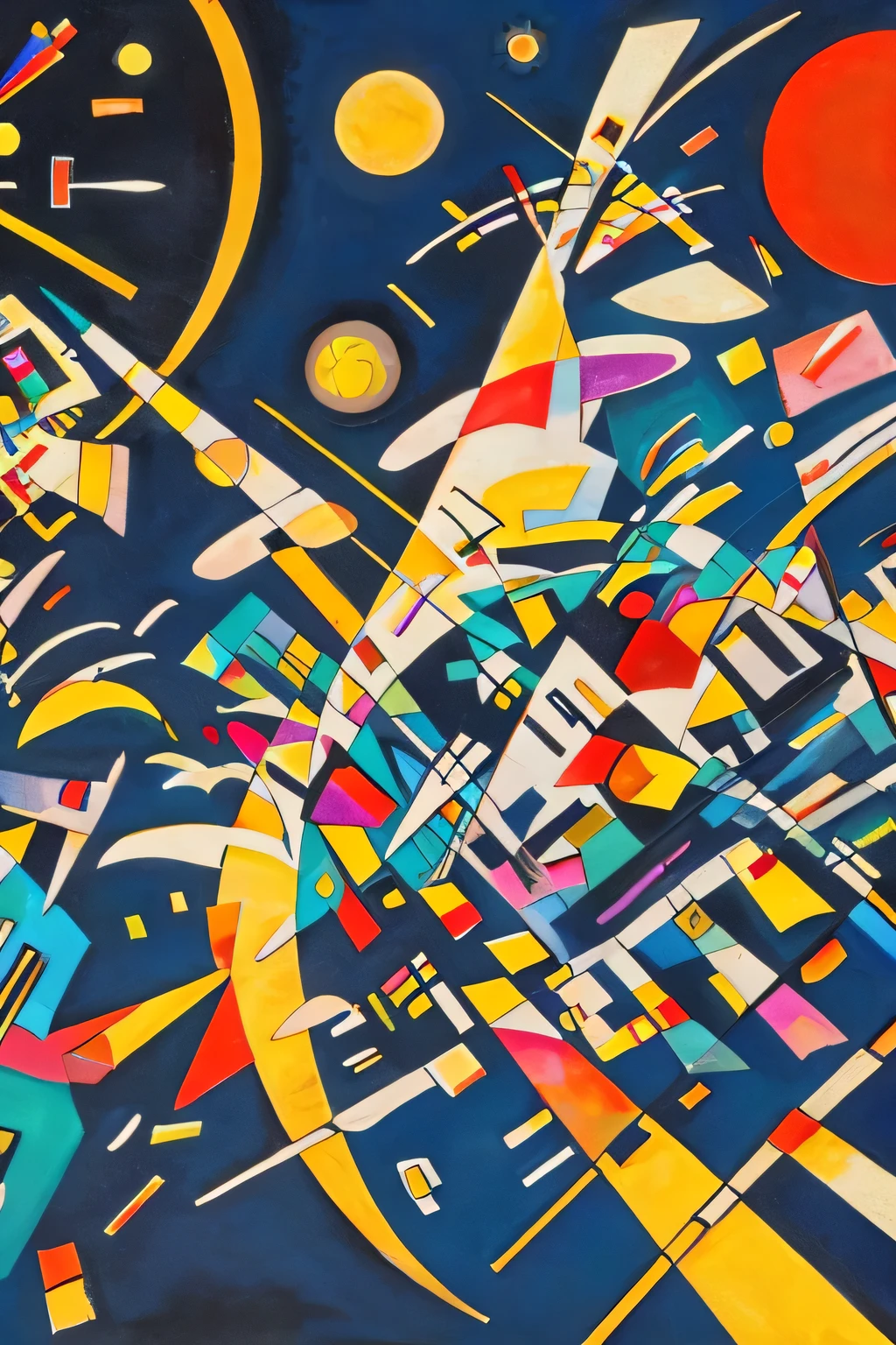 Oil painting with a composition theme.、Paint in bright colors in the style of Wassily Kandinsky, abstract painting,