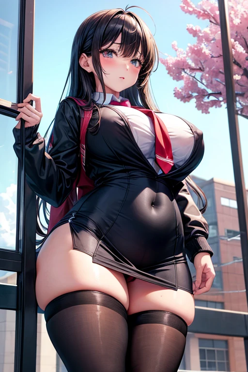 4k high resolution, anime young girl, hentai, school uniform, big , tight clothes, bulging out of school uniform clothes, big thighs, sexy, age anime girl, big bulging in tight clothes, hard nipples sticking out from the but under the clothes, visible, tight school uniform