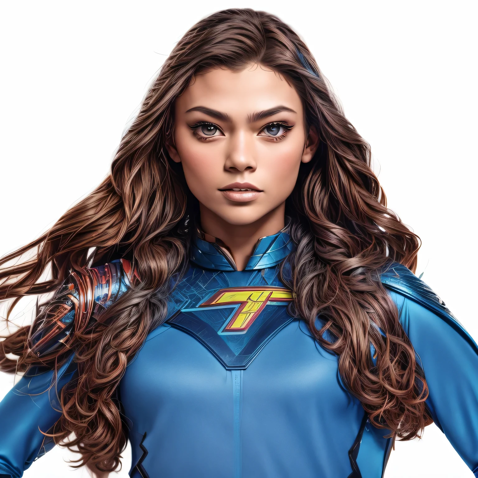 araffe girl in a dark blue superhero costume posing for a picture, hero, textless, miranda cosgrove, official product photo, promotional art, portrait of zendaya, super-hero girl, by disney, promotional still, promotional portrait, official art, promotional image, promotional picture, victoria justice, promotional images, head and shoulders shot, nbc, promo image, promo shot