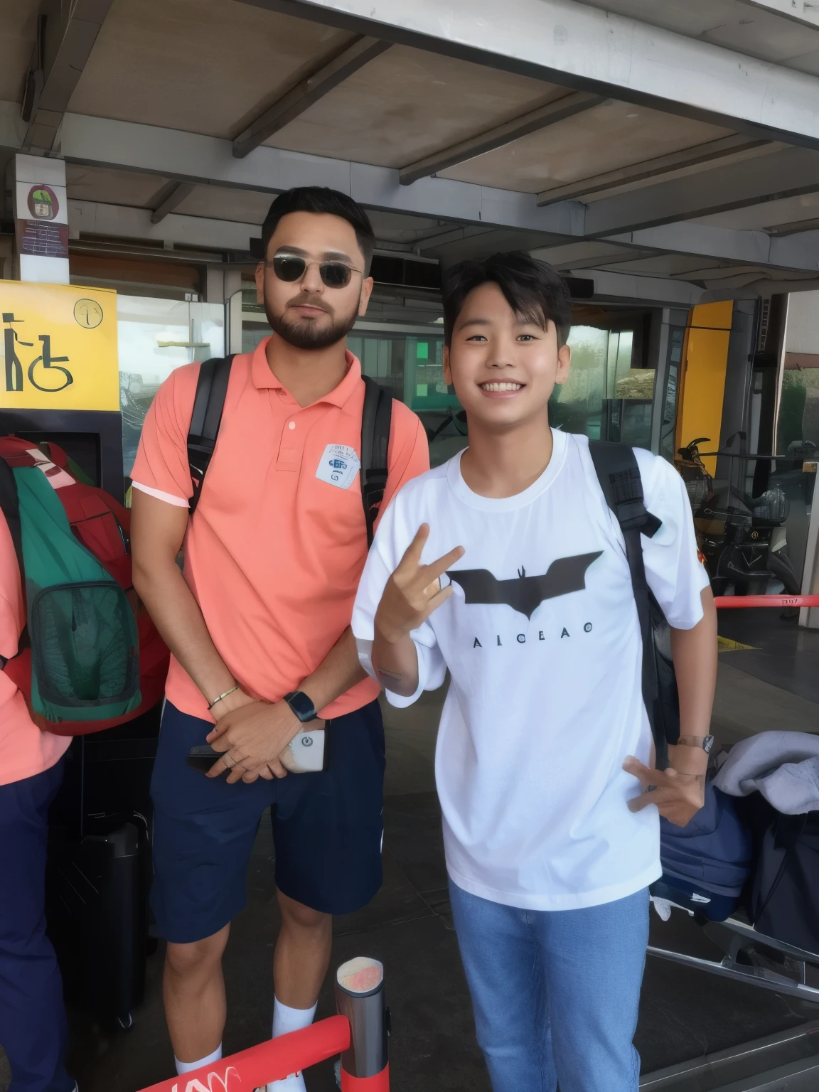 Two cute South Korean boys a beautiful chubby cheeks hyper realistic her resolution unity 8k wallpaper 3D wallpaper extremely detailed photo, main character is the white T-shirt boy so he should be the most cute person and his age is 12 years old and small face