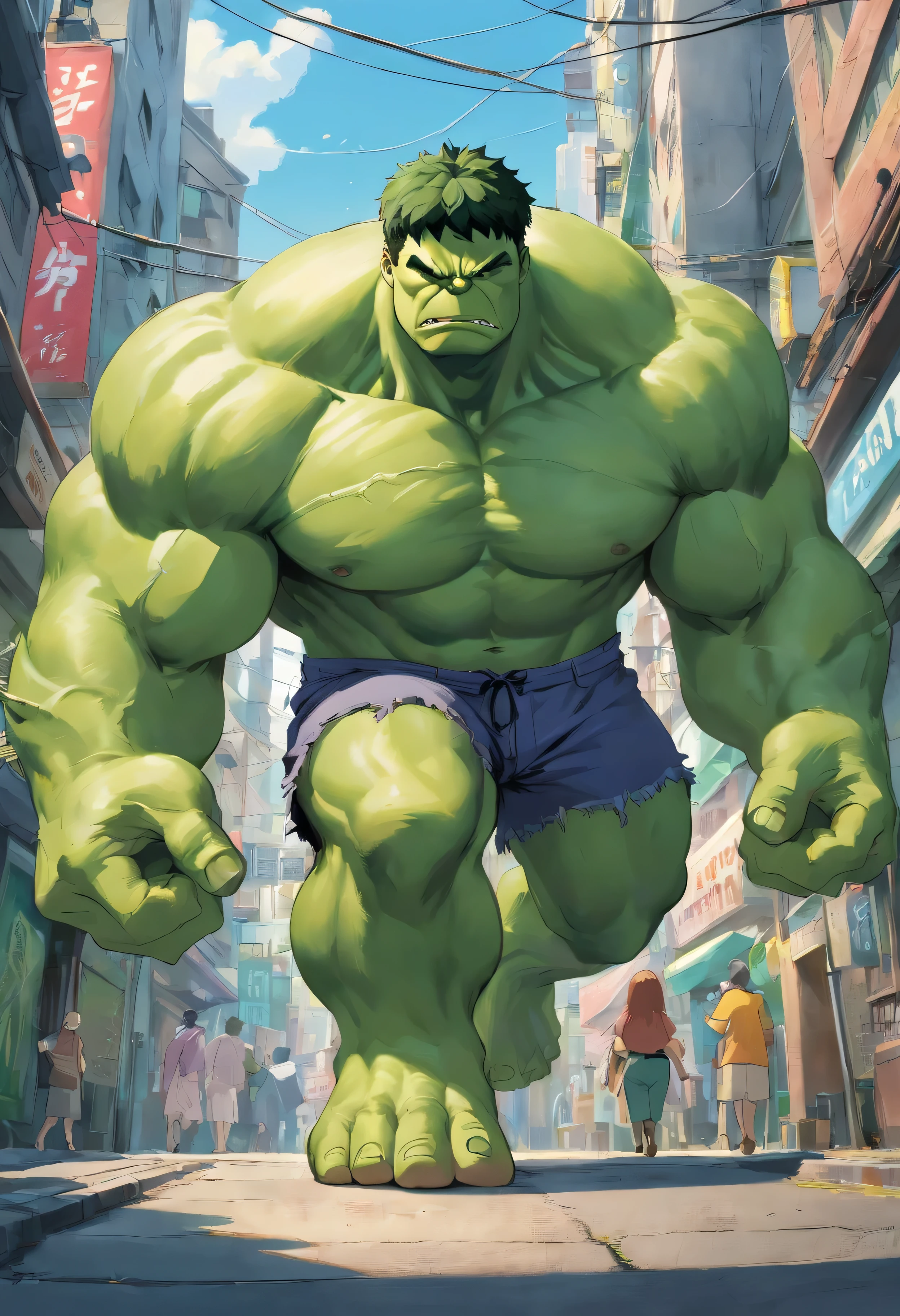 Assunto: A powerful and photorealistic depiction of the Hulk: uma obra-prima verde com fones de ouvido,