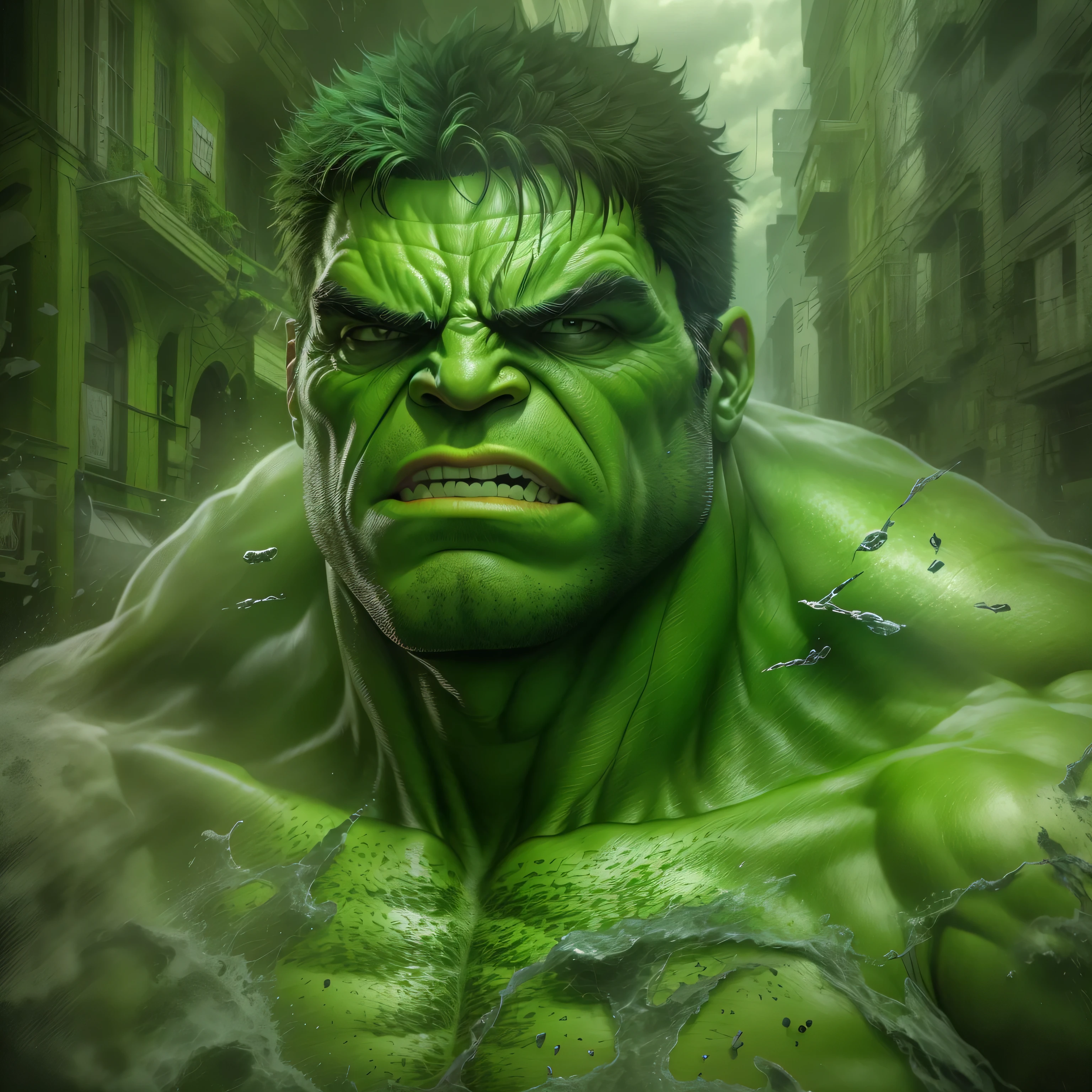 Assunto: A powerful and photorealistic depiction of the Hulk: uma obra-prima verde com fones de ouvido,
