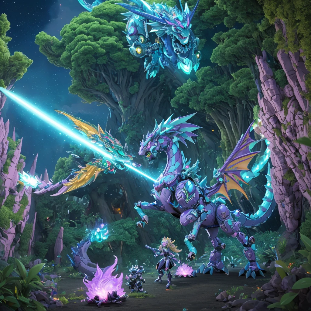 best quality,4k,highres,masterpiece:1.2,ultra-detailed,realistic:A Gundam style robot,rescuing a dragon,evil princess (Brea Larson),detailed robot design,detailed dragon scales,vibrant color scheme,action-packed scene,majestic dragon wings,heroic robot stance,robot armor shining in the sunlight,princess with a wicked smile,robot lifting dragon with ease,perfectly flowing dragon fire,battle in a lush forest,mysterious robotic technology,princess with intricate gown flowing in the wind,surrounding trees filled with life,emerging sunlight through the trees,dragon with fierce expression,robot with powerful laser beams,evil princess casting dark magic,dragon released from captivity,robot with glowing LED eyes,dragon scales sparkling,princess surrounded by a dark aura,long robotic arms with precise movements,dragon tail whipping through the air,robot with Gundam signature weapons,giant robotic feet creating earth-shattering impacts,detailed princess tiara shining,dramatic shadows and lighting effects,robot saving the day with determination,princess with a crown adorned with gems,dragon with majestic horns and spines,robot with jet thrusters propelling it forward,vivid colors highlighting the scene,magical sparkles surrounding the princess and the dragon,robot smashing through obstacles with ease,detailed robot cockpit showcasing advanced technology,dragon breathing fire in defiance,princess casting spells with gestures,robot's metallic armor reflecting its surroundings,dragon's scales with intricate patterns,detailed portrayal of emotions on the characters' faces,princess with flowing hair and a wicked grin,robotic fingers delicately carrying the dragon,princess's evil castle in the background,dragon with graceful movements,robot with imposing presence.