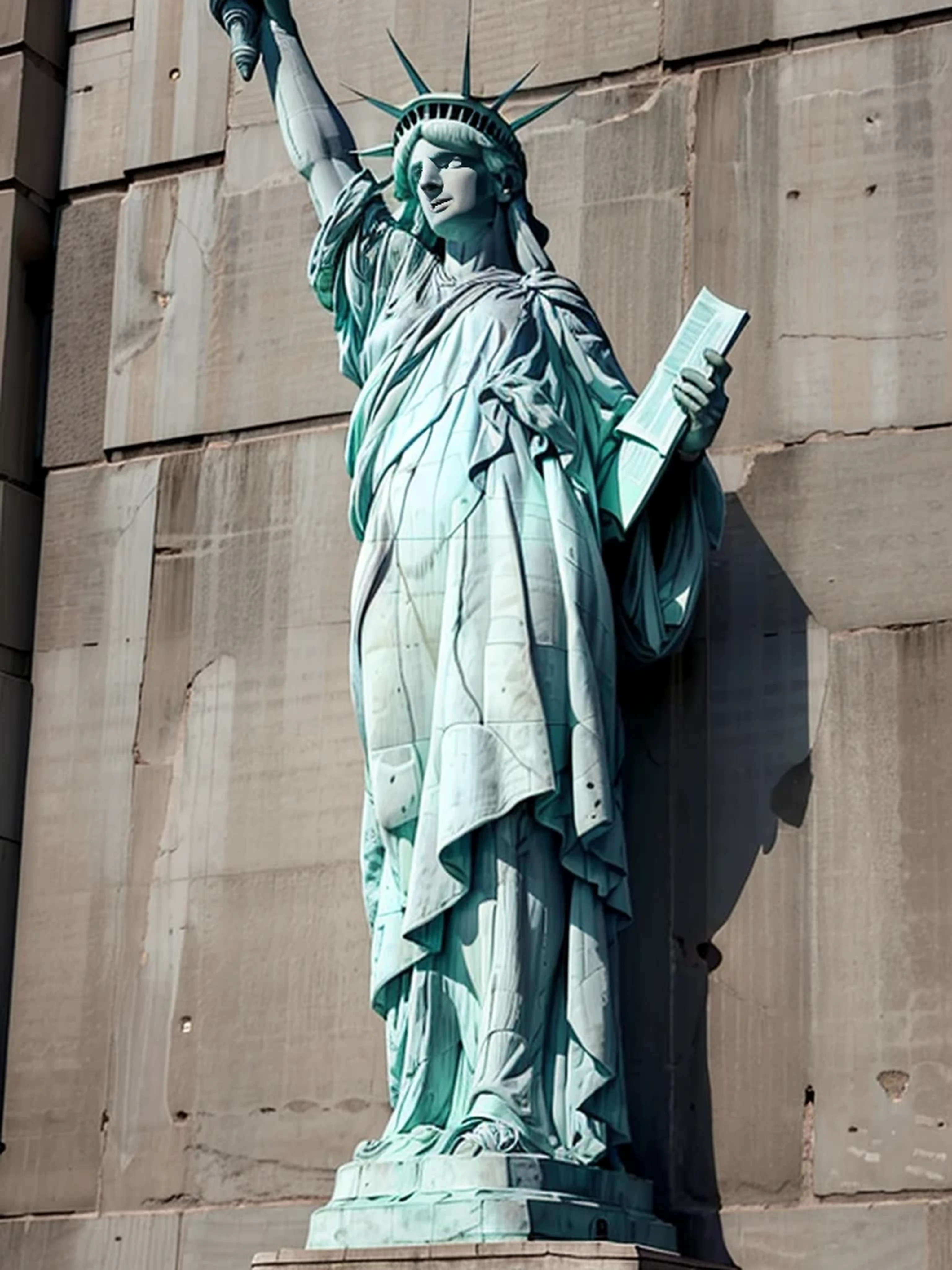 lady-liberty, statue of liberty leaning on a wall, sexy pose