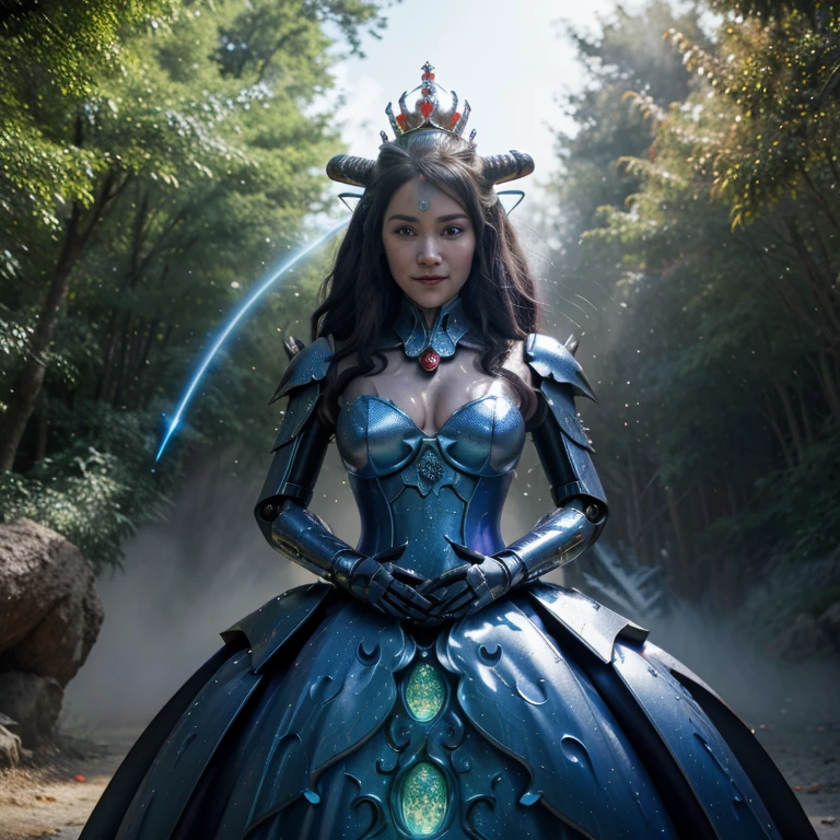 best quality,4k,highres,masterpiece:1.2,ultra-detailed,realistic:A Gundam style robot,rescuing a dragon,evil princess (Brea Larson),detailed robot design,detailed dragon scales,vibrant color scheme,action-packed scene,majestic dragon wings,heroic robot stance,robot armor shining in the sunlight,princess with a wicked smile,robot lifting dragon with ease,perfectly flowing dragon fire,battle in a lush forest,mysterious robotic technology,princess with intricate gown flowing in the wind,surrounding trees filled with life,emerging sunlight through the trees,dragon with fierce expression,robot with powerful laser beams,evil princess casting dark magic,dragon released from captivity,robot with glowing LED eyes,dragon scales sparkling,princess surrounded by a dark aura,long robotic arms with precise movements,dragon tail whipping through the air,robot with Gundam signature weapons,giant robotic feet creating earth-shattering impacts,detailed princess tiara shining,dramatic shadows and lighting effects,robot saving the day with determination,princess with a crown adorned with gems,dragon with majestic horns and spines,robot with jet thrusters propelling it forward,vivid colors highlighting the scene,magical sparkles surrounding the princess and the dragon,robot smashing through obstacles with ease,detailed robot cockpit showcasing advanced technology,dragon breathing fire in defiance,princess casting spells with gestures,robot's metallic armor reflecting its surroundings,dragon's scales with intricate patterns,detailed portrayal of emotions on the characters' faces,princess with flowing hair and a wicked grin,robotic fingers delicately carrying the dragon,princess's evil castle in the background,dragon with graceful movements,robot with imposing presence.