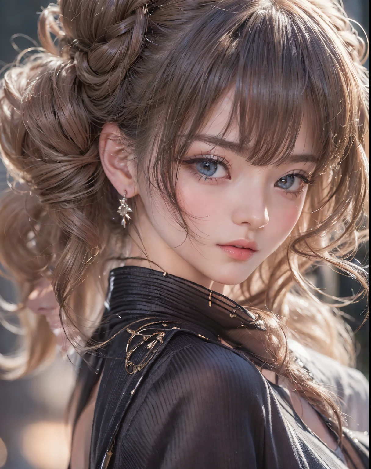 fashion model 22 years old, cute,  [[[[pure eyes]]]],  [[[[closeup]]]], [[[[chest]]]], [[[[neck]]]], [[[[shoulders]]]], perfect eyes, perfect iris, perfect lips, perfect teeth, perfect skin, soft front light, glow, HDR, (muted colors:1.2), Retrato da mulher、white skin、((cabelo Castanho ondas suaves)) Best Blanco Romantico、8K resolution、Frente Illuminada、アメリカの女の子のPortrait、solo、20-year-old、beautiful face、Upper body、medium side cut、beautiful blonde hair、beautiful little face woman, solo,　black theme,　look at the audience,one woman, It&#39;s real, Wolfzan-6500-V1.3, anime、animeスタイル、beautiful diamond eyes、26 year old American girl、braided hair、casual dress、portrait beautiful detailed woman, very detailedな目と顔, Reality, beautiful detailed eyes, huge file size, Super detailed, High resolution, very detailed, highest quality, masterpiece, An illustration, very detailed, ticker, Unite, 8K painting wallpaper, fine, fine details, masterpiece, highest quality, Hvery detailed ticker uniform 8K wallpaper, face light movie lighting、cuteブラウス, dark background, oil, masterpiece, diffused soft film lighting, Portrait, highest quality (perfect face:1.4),stunning girl pictures,(8K and、photorealistic:1.25) 、(lip gloss、eyelashes、shiny face、shiny skin、highest quality、超High resolution、Depth of the bounds written、chromatic aberration、caustic road lighting、natural shading、sexy