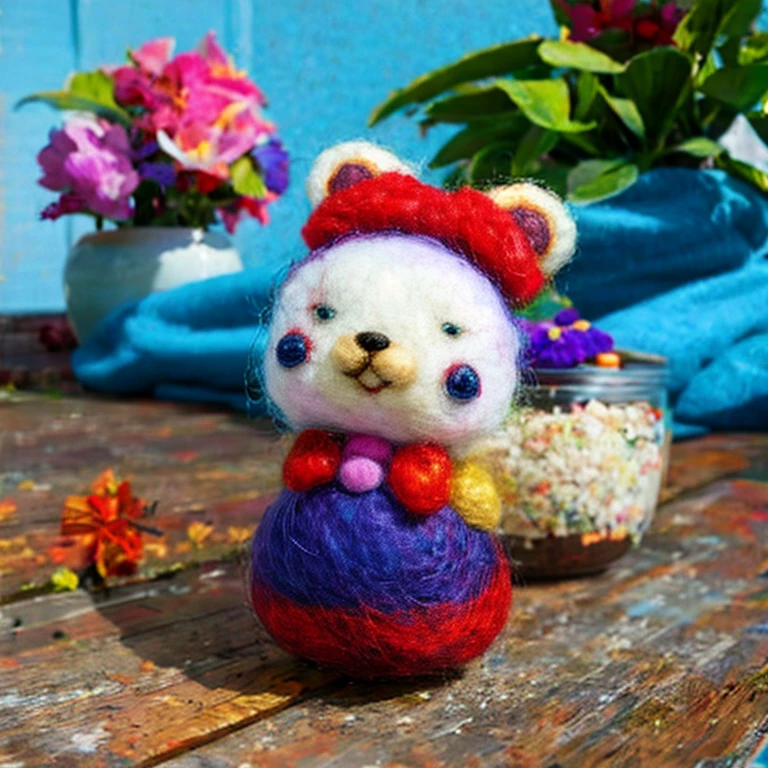 (masterpiece, best quality), Bear, Needle Felted Cute Nano