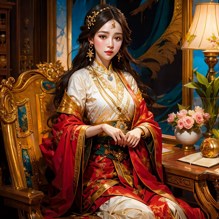 houtu,impasto,oil painting,(masterpiece, best quality:1.2), 1girl, solo