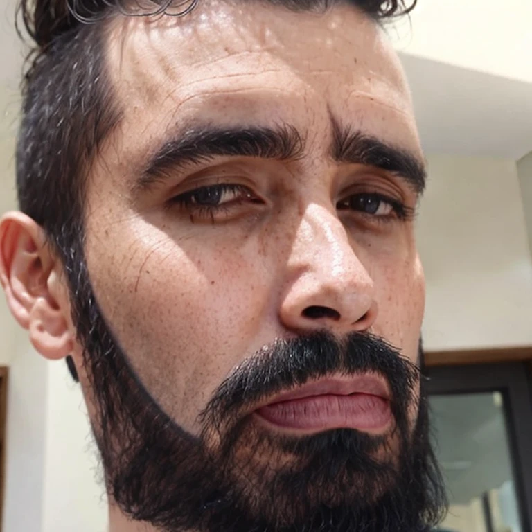 Um close de um homem com barba e terno, retrato realista cinematográfico, retrato VFX altamente detalhado, homem com cabelo preto escuro, Ultra realistic digital art, pintura digital ultra realista, retrato ultra detalhado, Retrato cinematográfico, Rostos precisos e ultra-realistas, retrato VFX altamente detalhado of, Retrato cinematográfico in bust, Barba escura, Iluminação facial realista
