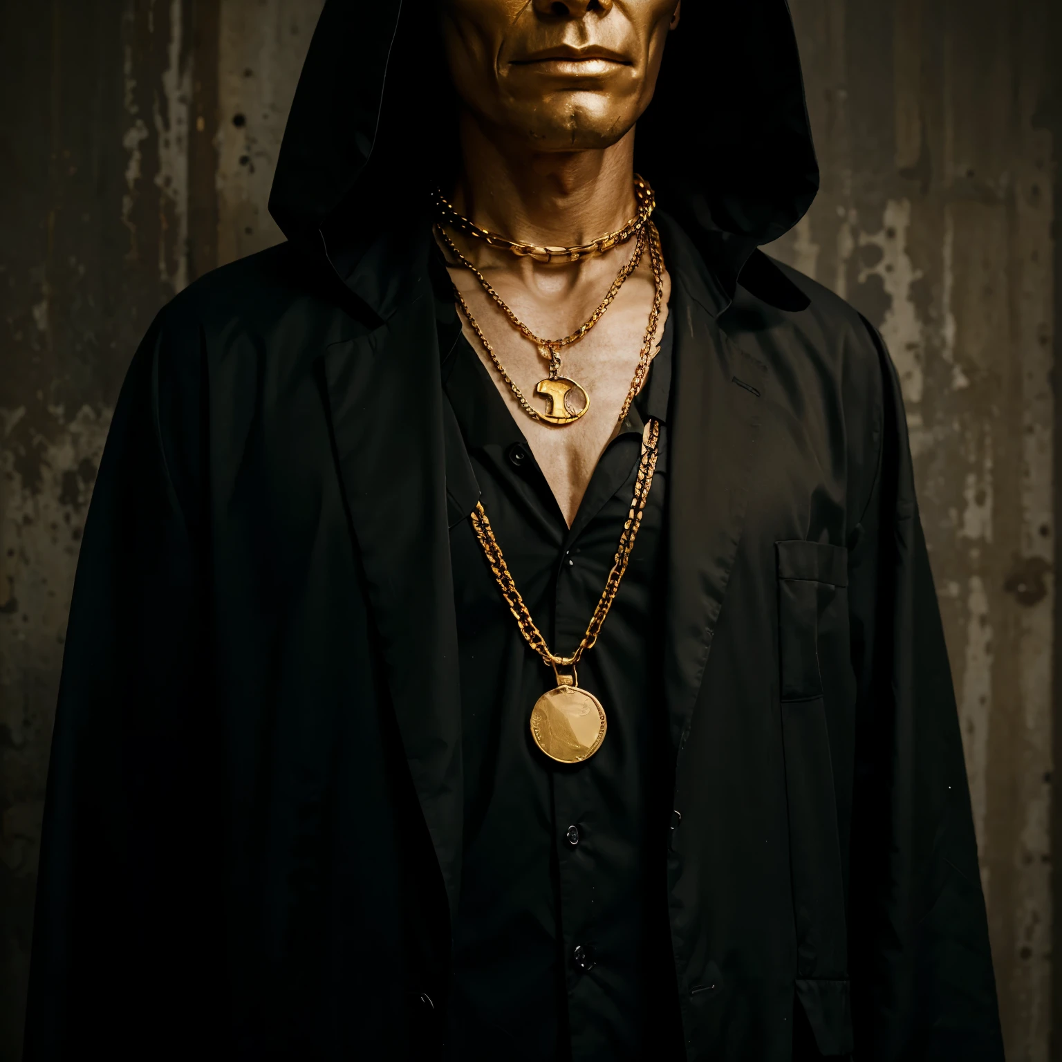 Grim reaper with gold Texas chain around his neck