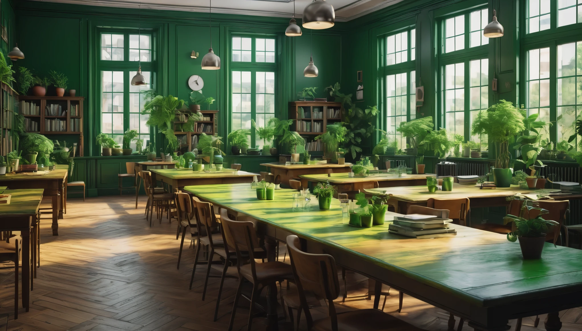create an image demonstrating the style of ((Green Academia)) style, hyper realism, 8k high definition, vibrant colors, sharp focus, insanely detailed