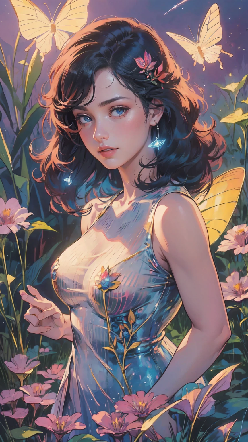 (best quality,4k,8k,highres,masterpiece:1.2),ultra-detailed,(realistic,photorealistic,photo-realistic:1.37),beautiful detailed eyes,beautiful detailed lips,extremely detailed eyes and face,longeyelashes,portrait chest, Alice in wonderland,curious girl in a colorful fantasy world,bright and vibrant color palette,fairy tale atmosphere,magical and dreamlike environment,giant mushrooms and talking animals,floating tea party in the sky,enchanted garden with whimsical flowers and plants,mysterious rabbit hole leading to an underground realm,waving grass and sparkling fireflies,butterflies dancing around Alice,illuminated by soft sunlight filtering through trees,floating clocks and playing cards in the air,curiouser and curiouser expressions on the characters' faces,playful and mischievous Cheshire Cat,drink-me bottles and eat-me cakes with magical effects,nonsensical and whimsical elements throughout the scene,exploration and adventure as Alice discovers new wonders,storybook-like illustrations with a painterly style,storybook illustration,watercolor medium-inspired,impressionistic brushstrokes,pastel color tones with pops of vibrant hues