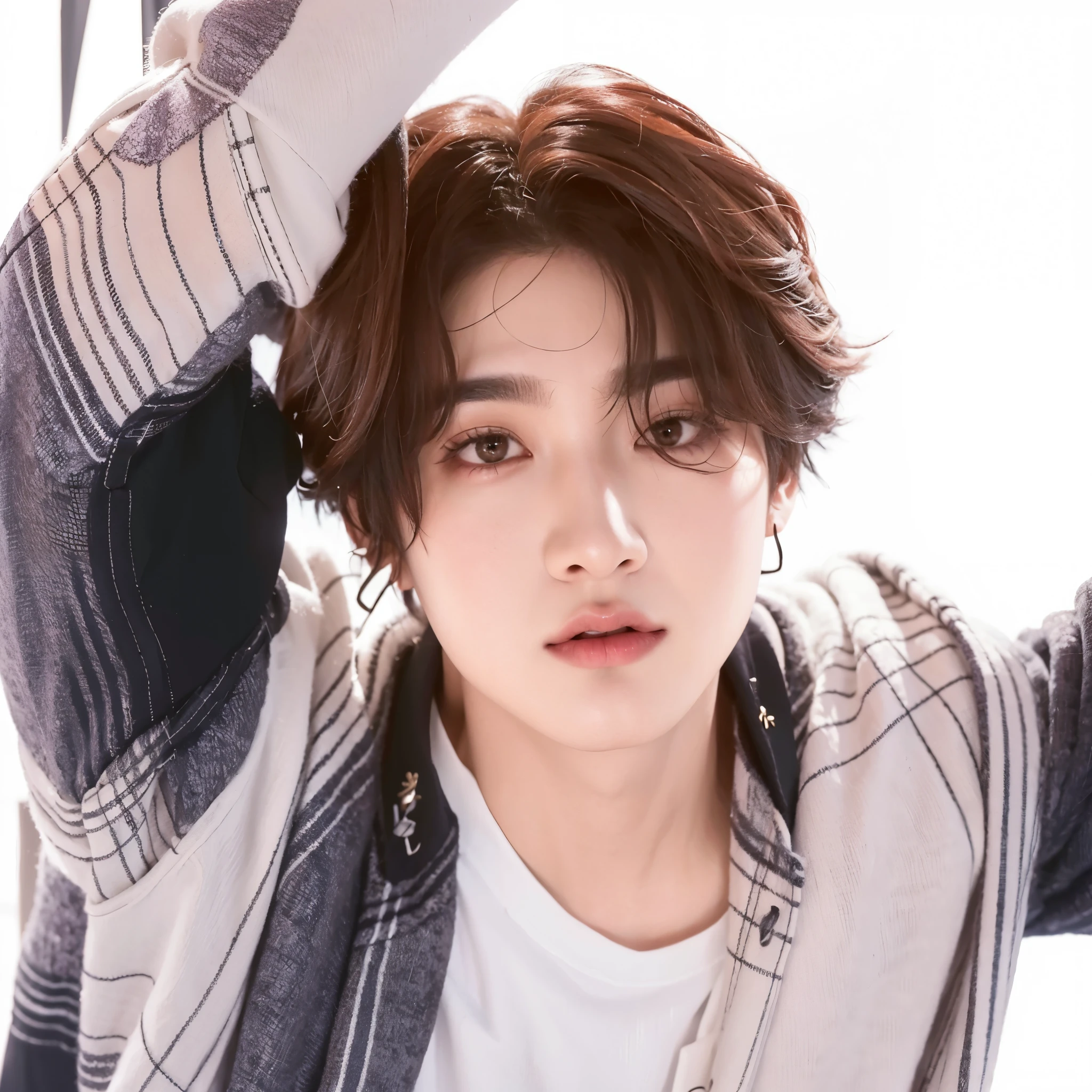 um close de uma pessoa segurando uma escova de cabelo perto de uma janela, Jungkook, Cai Xukun, taejune kim, park Jimin, Jinyoung Shin, Jimin, com cabelo curto, hyung tae, young pale angel, Sakimichan, Jung Jaehyun, Jimin\the full lips, kpop idol portrait, Yan, Yoongi de cabelo preto, Album art, imagem de perfil