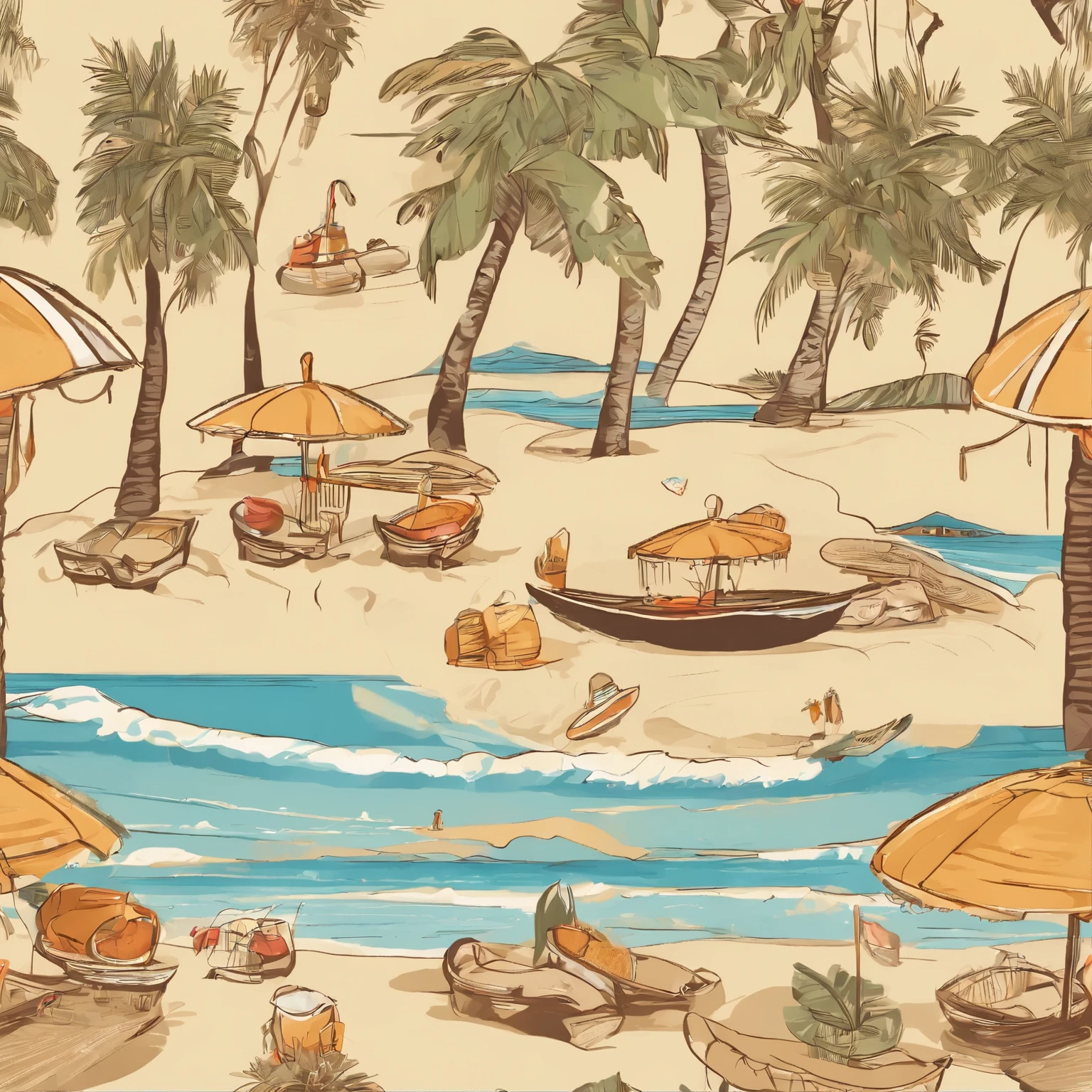 Animated characters and people enjoying an energetic and creative beach  on a sunlit golden beach, colorful beach umbrellas shining under the sun, Mickey Mouse driving a racing car, trendsetting decorations and Disney splash art from Polycount adorning the seashore, presence of esteemed characters like Chengdu Fatty and man-made beach elements adding to the summery atmosphere. Decorative elements like seashell-shaped cookies neatly arranged in wicker baskets, detailing the scene, use of authorized commercial images and art illustrations from visual content platforms for creativity and personalized design, pop-color scheme captured through Lightroom Preset movie coloration LUT preset, intricate detailing.

