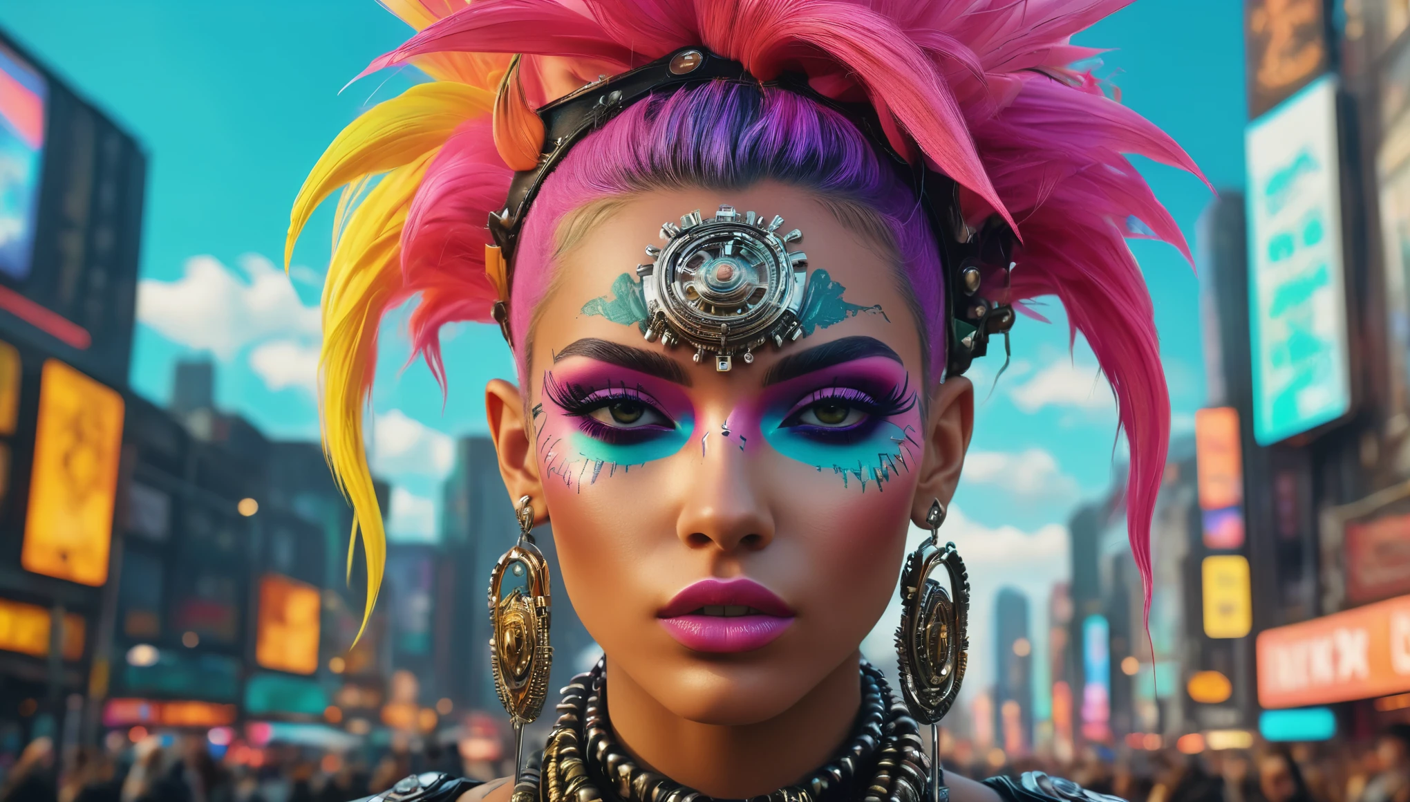 create an image demonstrating the style of ((Hermitpunk)) style, hyper realism, 8k high definition, vibrant colors, sharp focus, insanely detailed