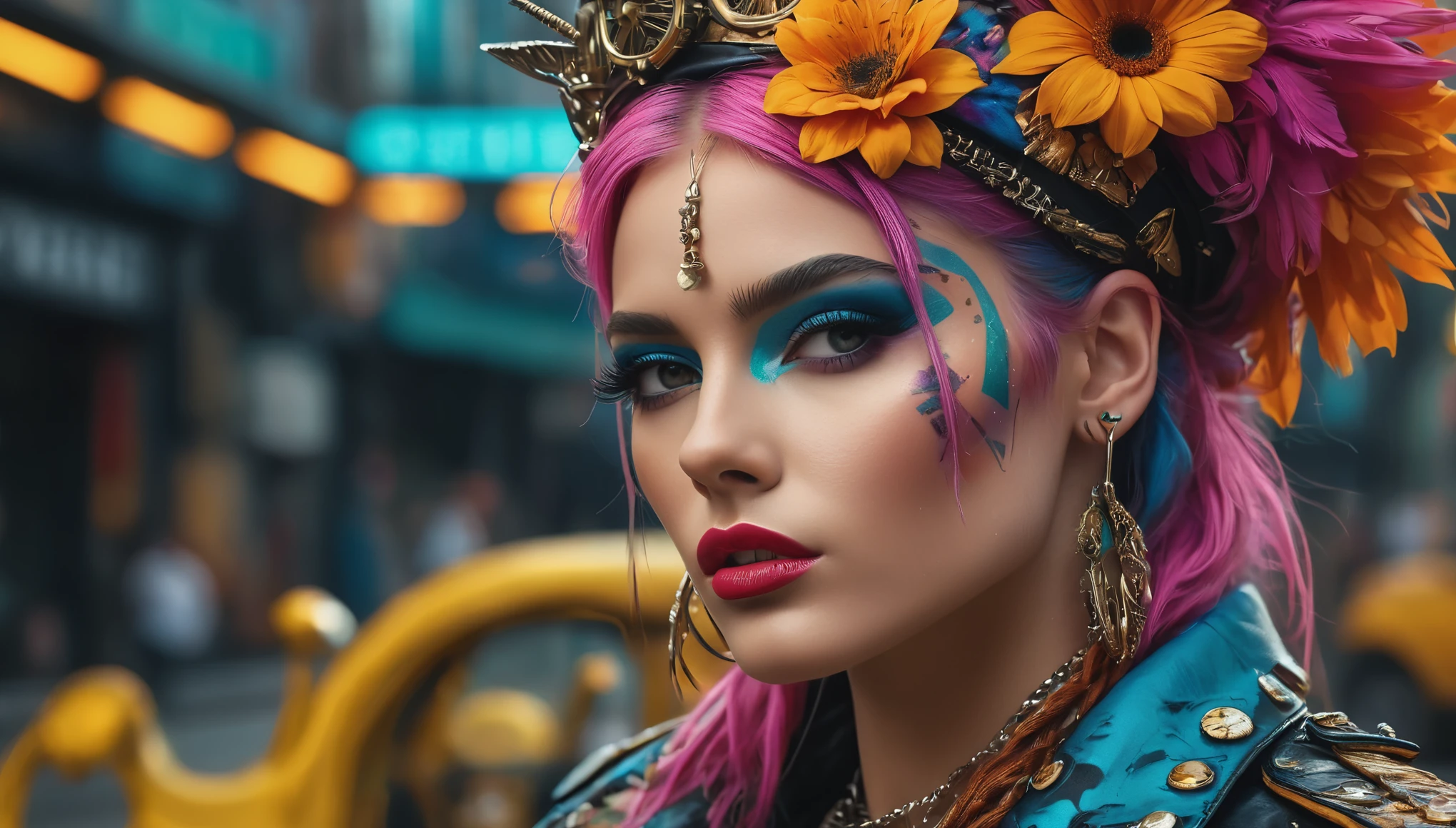 create an image demonstrating the style of ((Hermitpunk)) style, hyper realism, 8k high definition, vibrant colors, sharp focus, insanely detailed