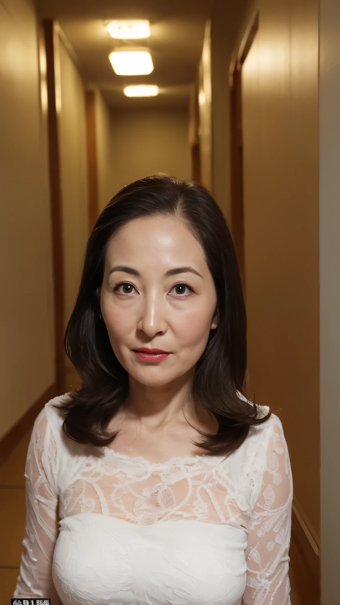 ((accurately describe the hand)):1.5, ((I'm in a hallway with a series of arches.)), ((Super beautiful)), ((mature woman)):1.3, ((Focused)), (in the spotlight), (((後期senior citizen))):1.3, adult videos, porn, nude, describe the lips correctly, red lipstick, from the chest up, show underwear, senior citizen,mature woman, flashy face, highest quality, super high quality, realistic, super dense skin, perfect body, (1 Japanese mature woman), (erotic), 120 years old, big breasts, Bewitching, Glamour, sexy, pure white skin, looking at the viewer,