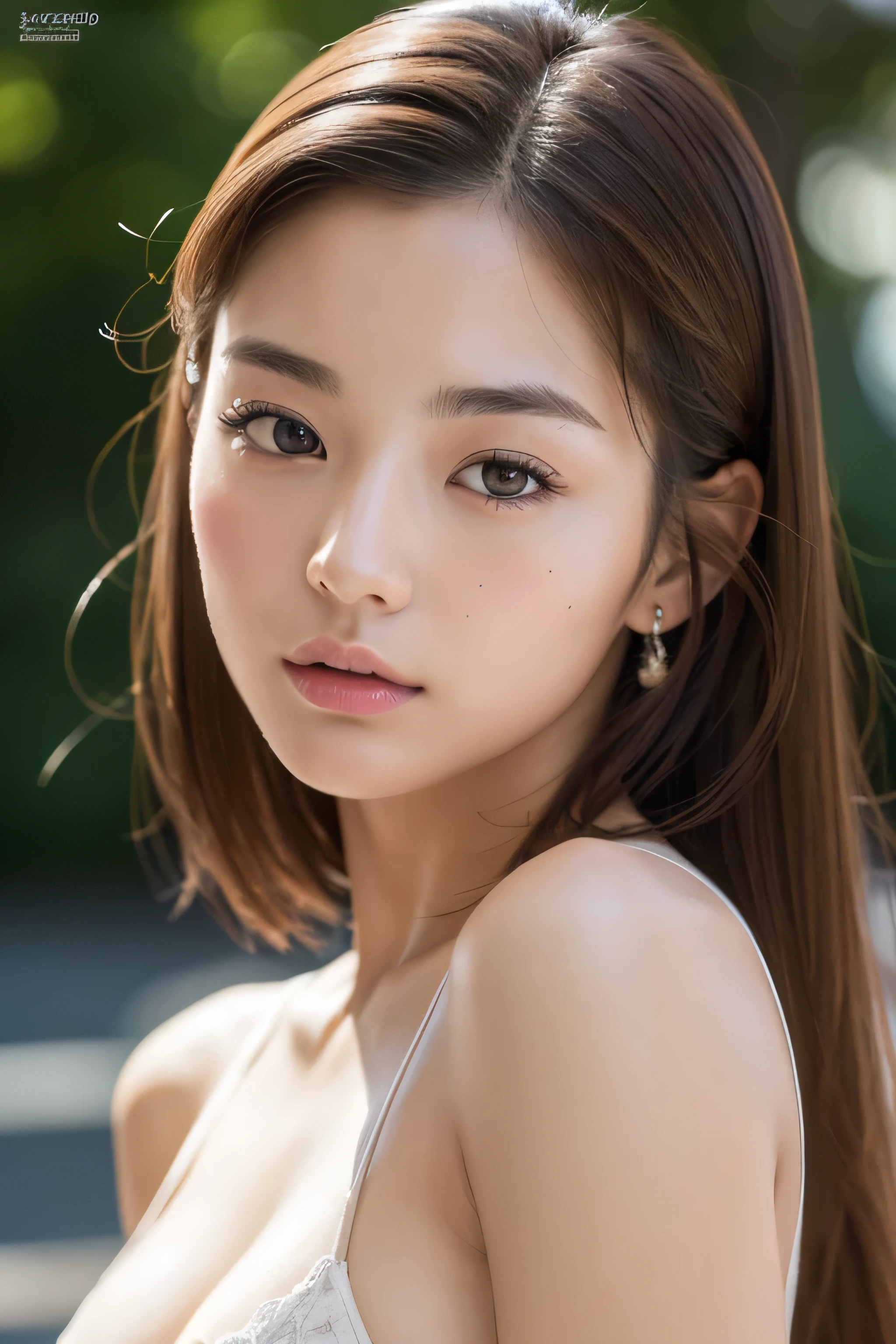 (masterpiece, highest quality:1.2), RAW photo, (realistic, photorealistic:1.2), (8k, High resolution, Super detailed:1.3), 1 girl, perfect anatomy, (focus on the face, looking at the viewer), (18 year old Japanese beauty, japanese idol), (realistic detailed eyebrows, realistic beautiful brown eyes, realistic glossy skin, realistic detailed beautiful handsome face:1.2), (thin, small breasts), (realistic cinematic lighting, detailed shadowing:1.2)