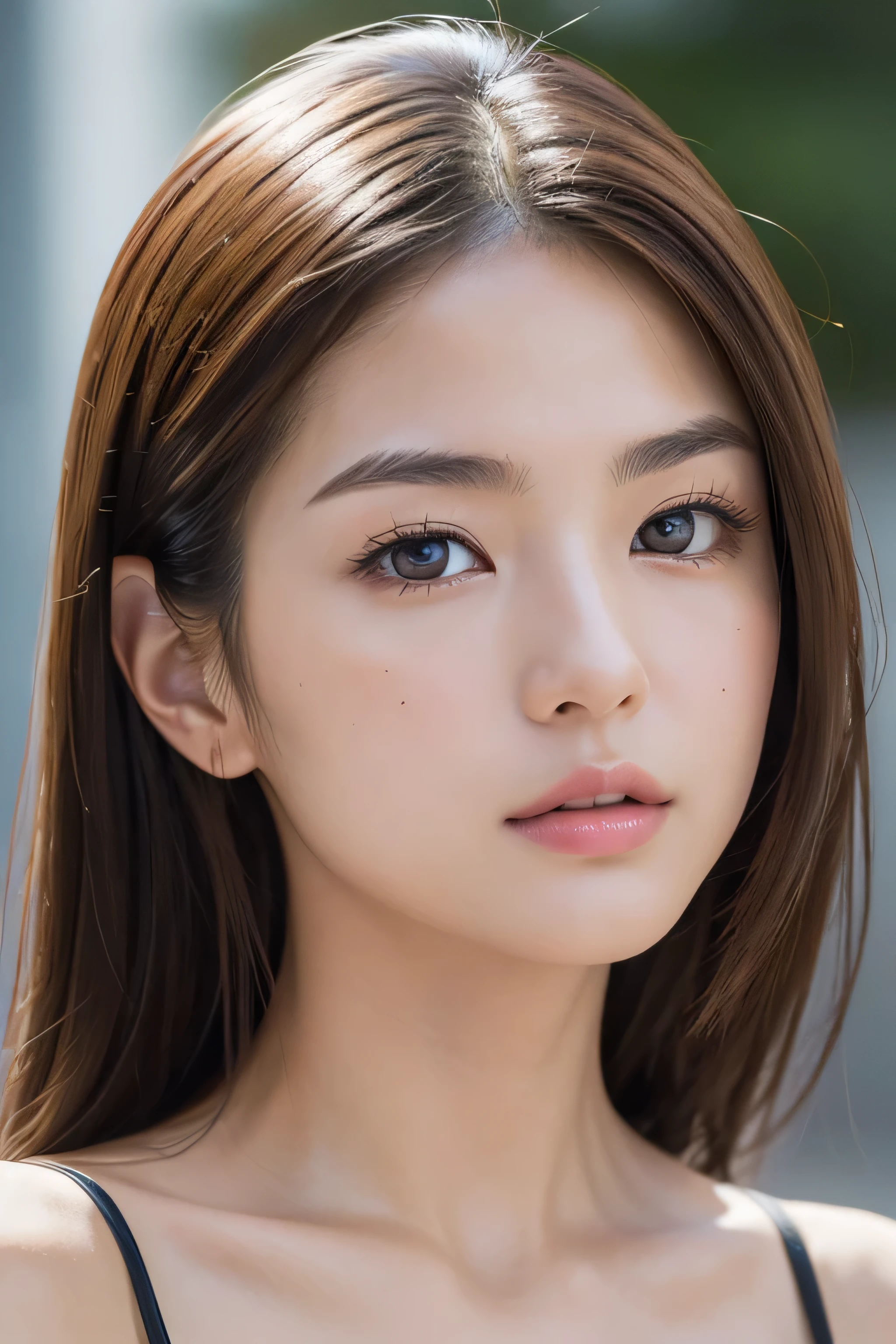 (masterpiece, highest quality:1.2), RAW photo, (realistic, photorealistic:1.2), (8k, High resolution, Super detailed:1.3), 1 girl, perfect anatomy, (focus on the face, looking at the viewer), (18 year old Japanese beauty, japanese idol), (realistic detailed eyebrows, realistic beautiful brown eyes, realistic glossy skin, realistic detailed beautiful handsome face:1.2), (thin, small breasts), (realistic cinematic lighting, detailed shadowing:1.2)