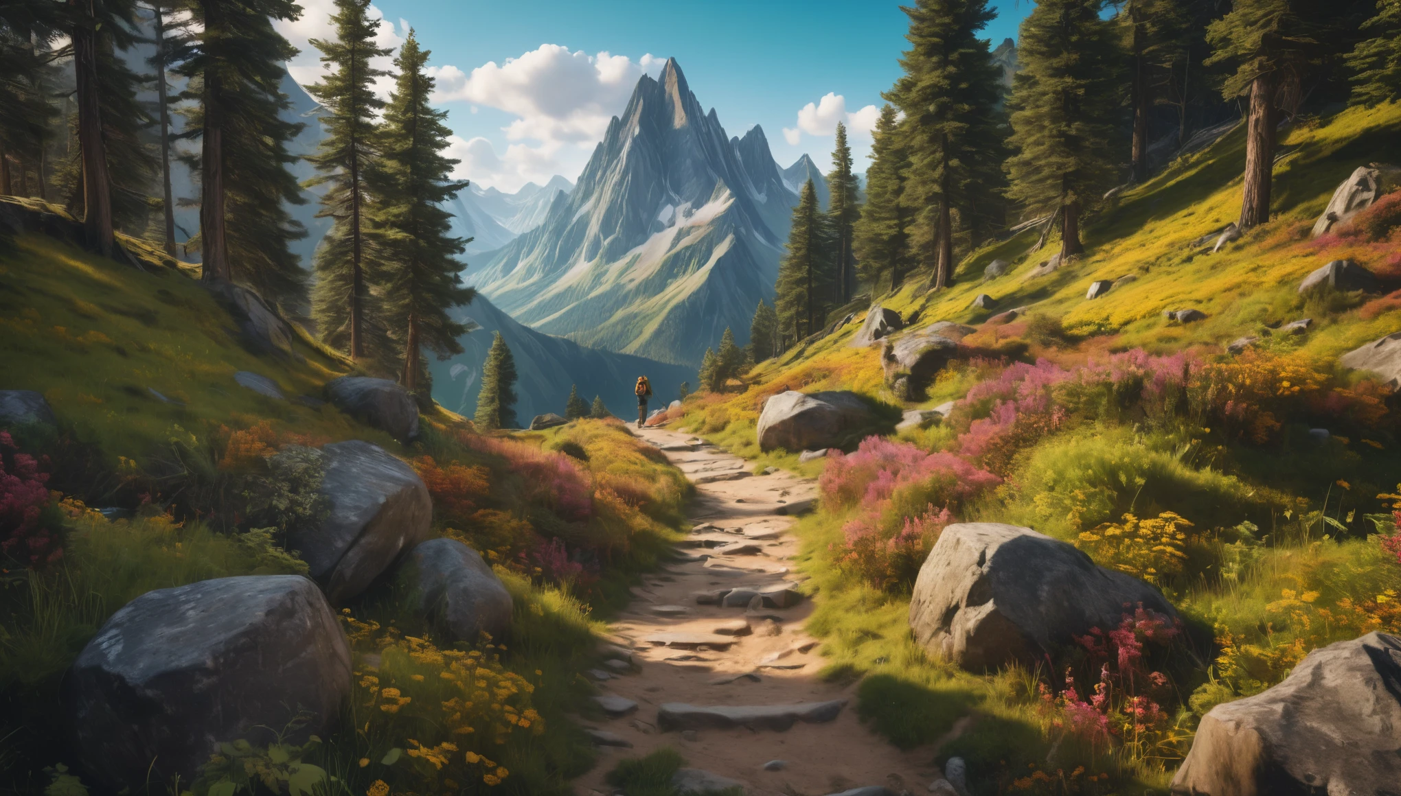 create an image demonstrating the style of ((Hikecore)) style, hyper realism, 8k high definition, vibrant colors, sharp focus, insanely detailed