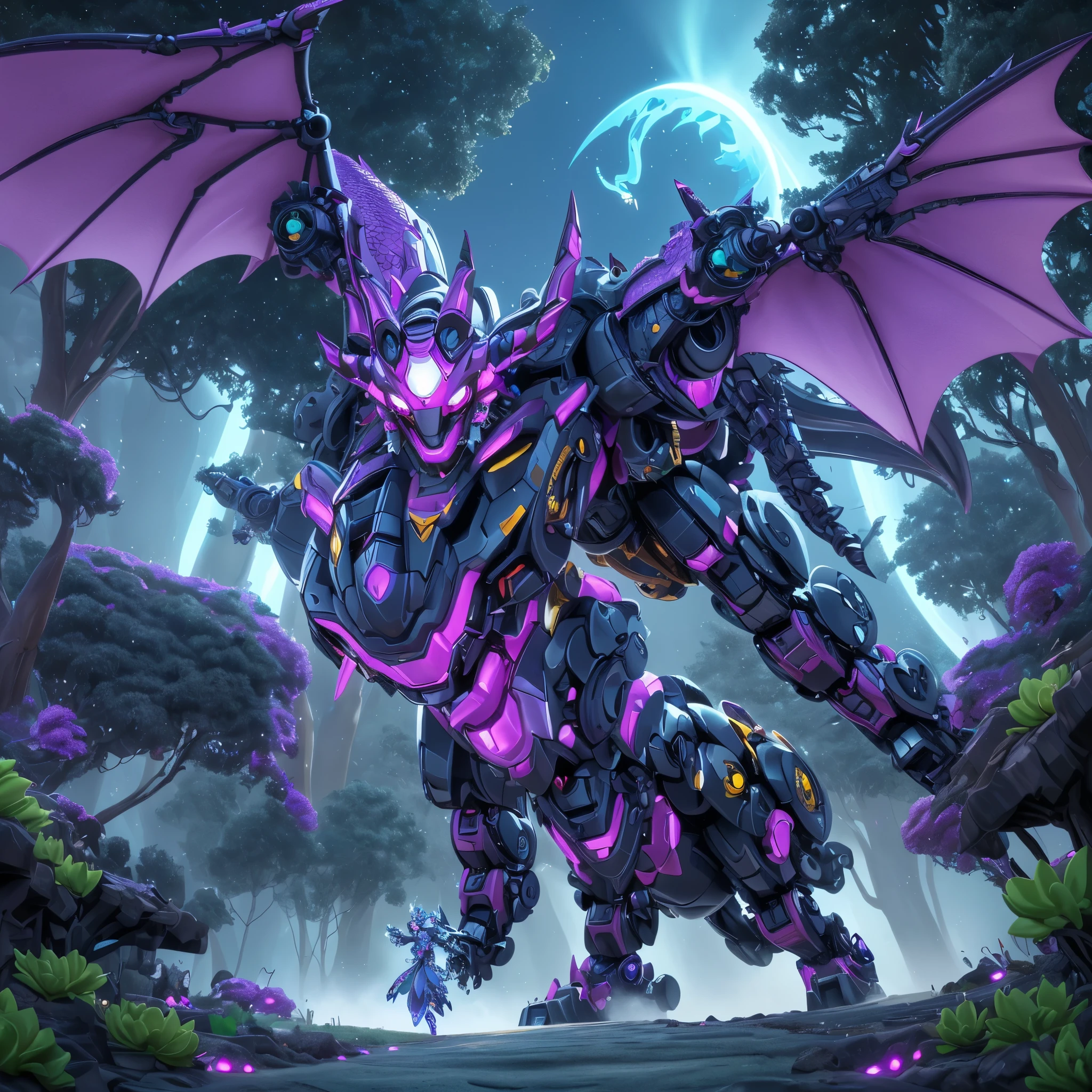 best quality,4k,highres,masterpiece:1.2,ultra-detailed,realistic:A Gundam style robot,rescuing a dragon,evil princess (Brea Larson),detailed robot design,detailed dragon scales,vibrant color scheme,action-packed scene,majestic dragon wings,heroic robot stance,robot armor shining in the sunlight,princess with a wicked smile,robot lifting dragon with ease,perfectly flowing dragon fire,battle in a lush forest,mysterious robotic technology,princess with intricate gown flowing in the wind,surrounding trees filled with life,emerging sunlight through the trees,dragon with fierce expression,robot with powerful laser beams,evil princess casting dark magic,dragon released from captivity,robot with glowing LED eyes,dragon scales sparkling,princess surrounded by a dark aura,long robotic arms with precise movements,dragon tail whipping through the air,robot with Gundam signature weapons,giant robotic feet creating earth-shattering impacts,detailed princess tiara shining,dramatic shadows and lighting effects,robot saving the day with determination,princess with a crown adorned with gems,dragon with majestic horns and spines,robot with jet thrusters propelling it forward,vivid colors highlighting the scene,magical sparkles surrounding the princess and the dragon,robot smashing through obstacles with ease,detailed robot cockpit showcasing advanced technology,dragon breathing fire in defiance,princess casting spells with gestures,robot's metallic armor reflecting its surroundings,dragon's scales with intricate patterns,detailed portrayal of emotions on the characters' faces,princess with flowing hair and a wicked grin,robotic fingers delicately carrying the dragon,princess's evil castle in the background,dragon with graceful movements,robot with imposing presence.