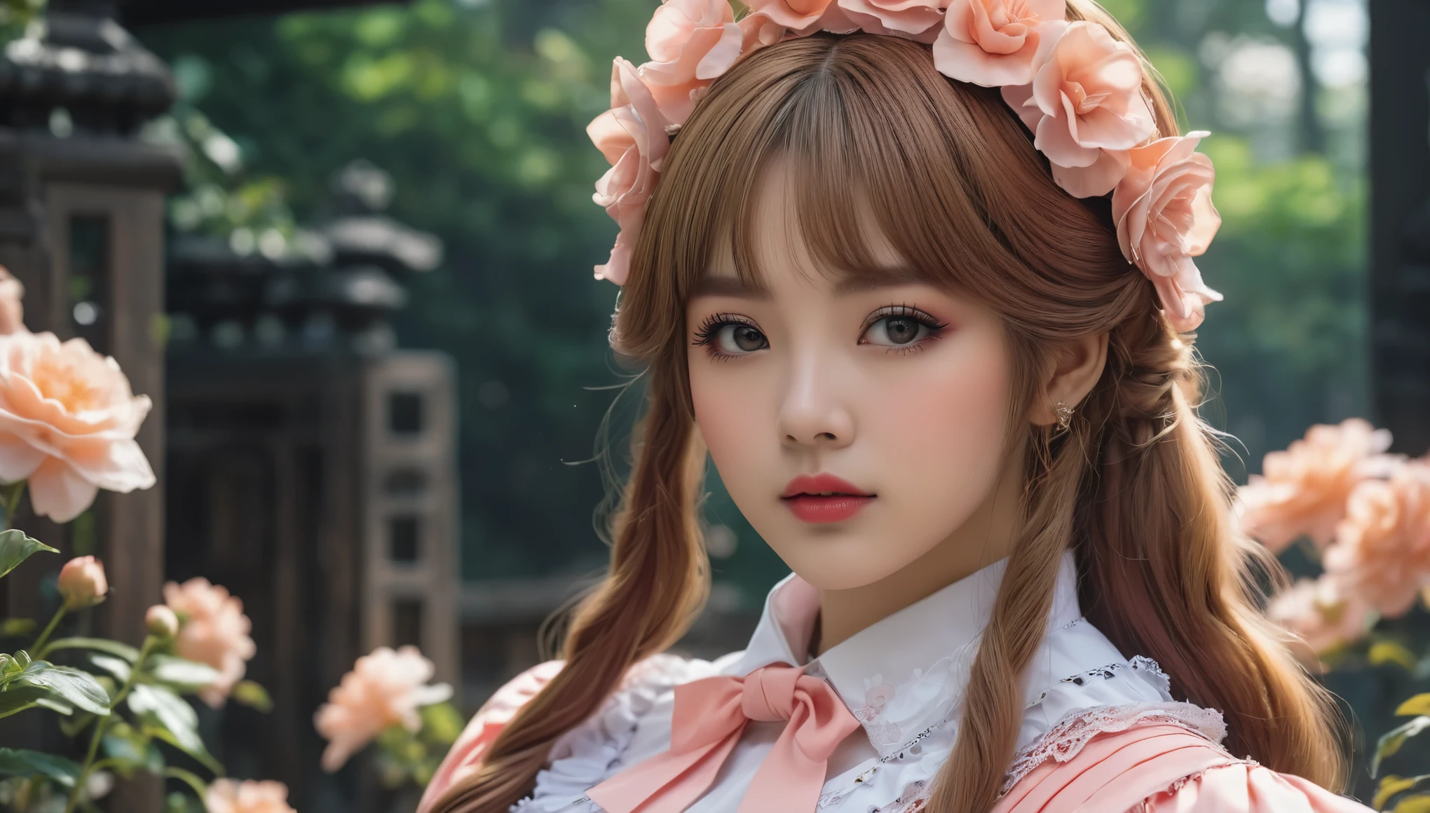 create an image demonstrating the style of ((Hime Lolita)) style, hyper realism, 8k high definition, vibrant colors, sharp focus, insanely detailed