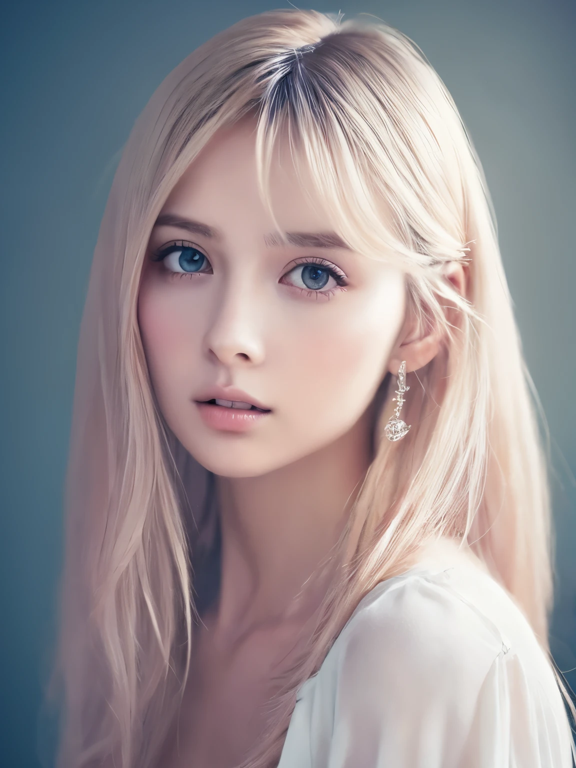 soft color palette, beautiful girl, shy expression, illustration, (best quality, ultra-detailed), pastel tones, gentle lighting, flowing hair, delicate features, dreamy atmosphere