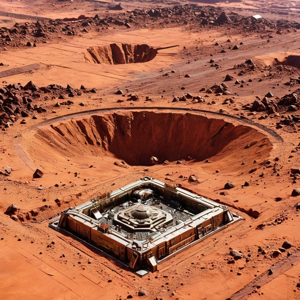 3598年Mars realistic model, (split ends, original photo, best quality, masterpiece:1.4),Steampunk Cyberpunk 6820 City,(CyberpunkMars light:1.3), Mars (related to land),(in a small nature box:1.3),Isometric, small nature, landscape on foundation,landscape,