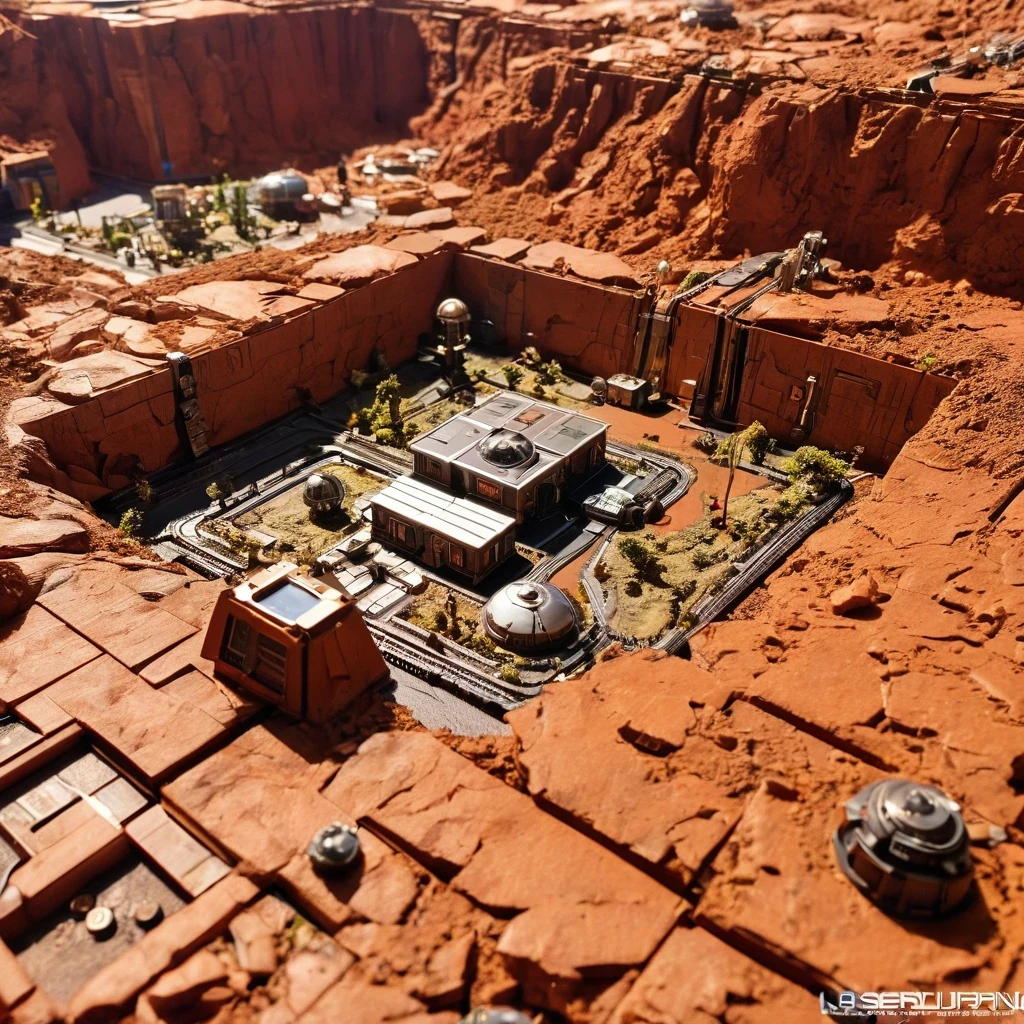 3598年Mars realistic model, (split ends, original photo, best quality, masterpiece:1.4),Steampunk Cyberpunk 6820 City,(CyberpunkMars light:1.3), Mars (related to land),(in a small nature box:1.3),Isometric, small nature, landscape on foundation,landscape,