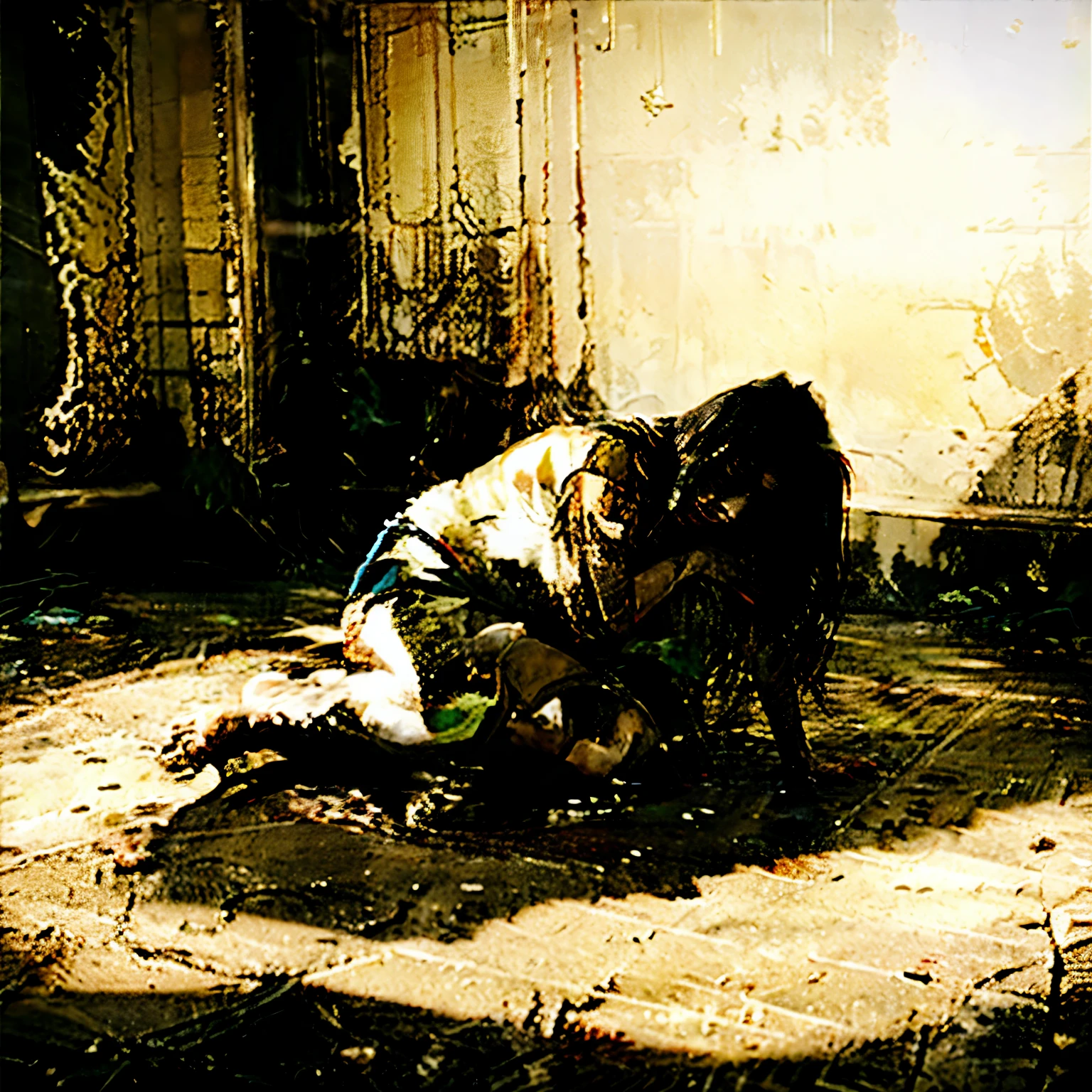 Ferocious werewolf killing its victim, assutador
