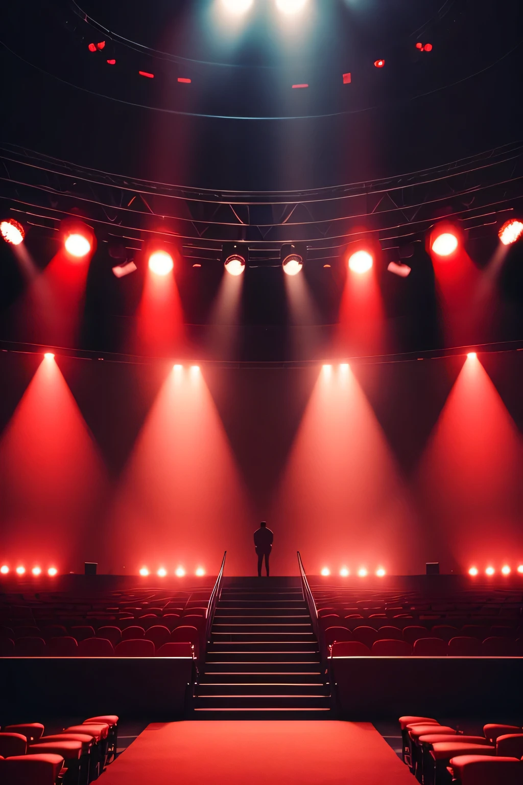 palco de shows, Nenhuma pessoa, luzes vermelhas