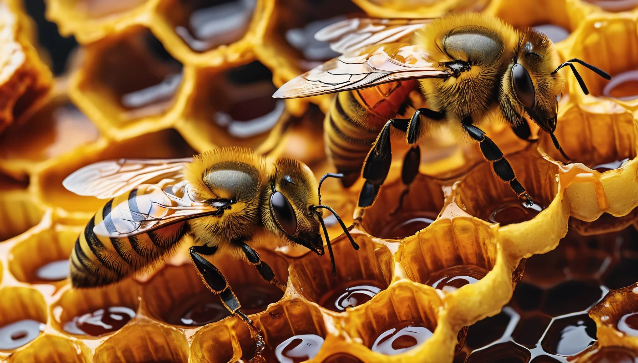 create an image demonstrating the style of ((Honeycore)) style, hyper realism, 8k high definition, vibrant colors, sharp focus, insanely detailed