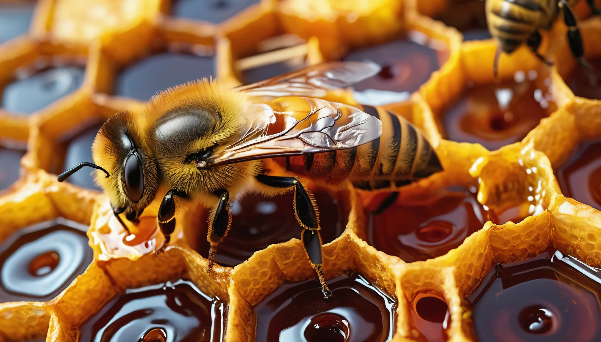 create an image demonstrating the style of ((Honeycore)) style, hyper realism, 8k high definition, vibrant colors, sharp focus, insanely detailed