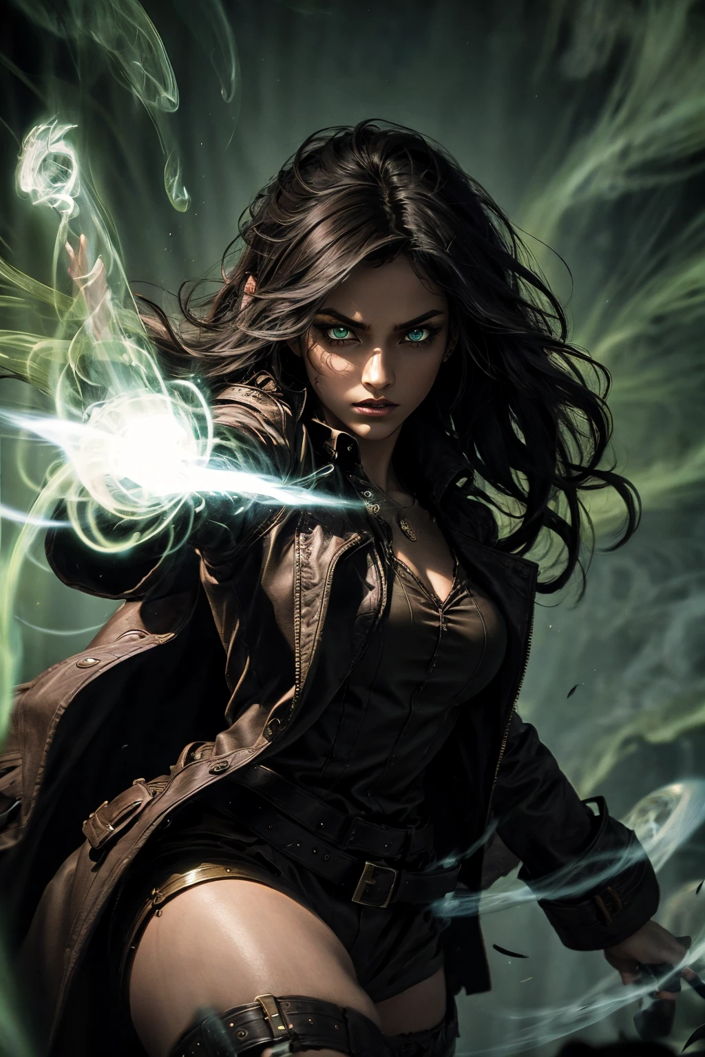 A stunning Indian beauty, with dark brown-black long wavy long hair, with mesmerizing feature with a Hopeful smiling expression, finely detailed eyes, happy mood masterpiece, top quality, best quality, official art, beautiful and aesthetic:1.2), (1girl), extreme detailed,(fractal art:1.3), colorful, highest detailed, (masterpiece, best quality:1.3) 1 bright-green-eyed woman, professional digital painting, Unreal Engine 5. In a 1920 setting, holding lavender flowers at a Lavender flower farm, wearing 1930 style clothing, South-Indian woman, olive-skinned woman, masterpiece, top quality, best quality, official art, beautiful and aesthetic:1.2), (1girl), extreme detailed,(fractal art:1.3), colorful, highest detailed, (masterpiece, best quality:1.3) 1 green-eyed woman, professional digital painting, Unreal Engine 5. Wearing embroidered linen blouse, Wearing long pleated skirt, Wearing Moleskin Field Jacket. Long hair, hopeful expression, finely detailed eyes, smiling, epic scene, epic composition, Cinematic Lighting, Volumetric Lighting, ethereal light, intricate details, extremely detailed volumetric rays. Green Eyes. [Beautiful girl, linen shirt and pants, oil painting, Detailed facial features, Sunlight, bright colors, dramatic lighting, expressive eyes and lips, High Resolution, 4K quality, Photorealistic] 1920 clothing, 1930 clothing, red, orange, yellow, blue, purple, pink,
