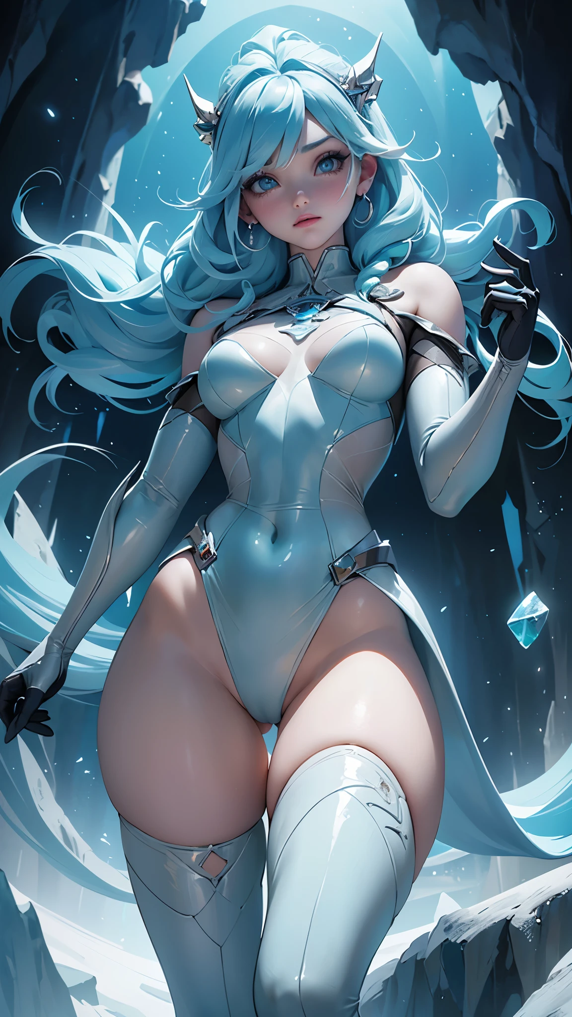 (La mejor calidad,A high resolution,Ultra - detallado,actual),Anna de frozen con cabello medio liso, vistiendo minifalda plisada blanca y auriculares streetwear, passion blue hoodie, en el pecho dice &#39;Funk del futuro&#39;, amidst a vibrant futuristic cityscape illuminated by neon lights.More detailed 8K.motor irreal:1.4,hd,La mejor calidad:1.4, fotorrealista:1.4, textura de la piel:1.4, obra maestra:1.8,obra maestra, mejor calidad,objeto Objeto], (rasgos faciales detallados:1.3),(Las proporciones correctas),(Ojos hermosos azules:1.4 ),  (pose vaquero), (dedos detailed :1.4), ,( ciberpunk 2.1), (estilo kawaii:1.4), (Fondo un cueva hielo de paredes de piedra congelado :1.4), (perfect anatomy :1.4), (background cave antarctica frozen thread :1.4),(anna frozen :1.4) , (BodySuit white transparente :1.4), (lingerie white:1.4) 