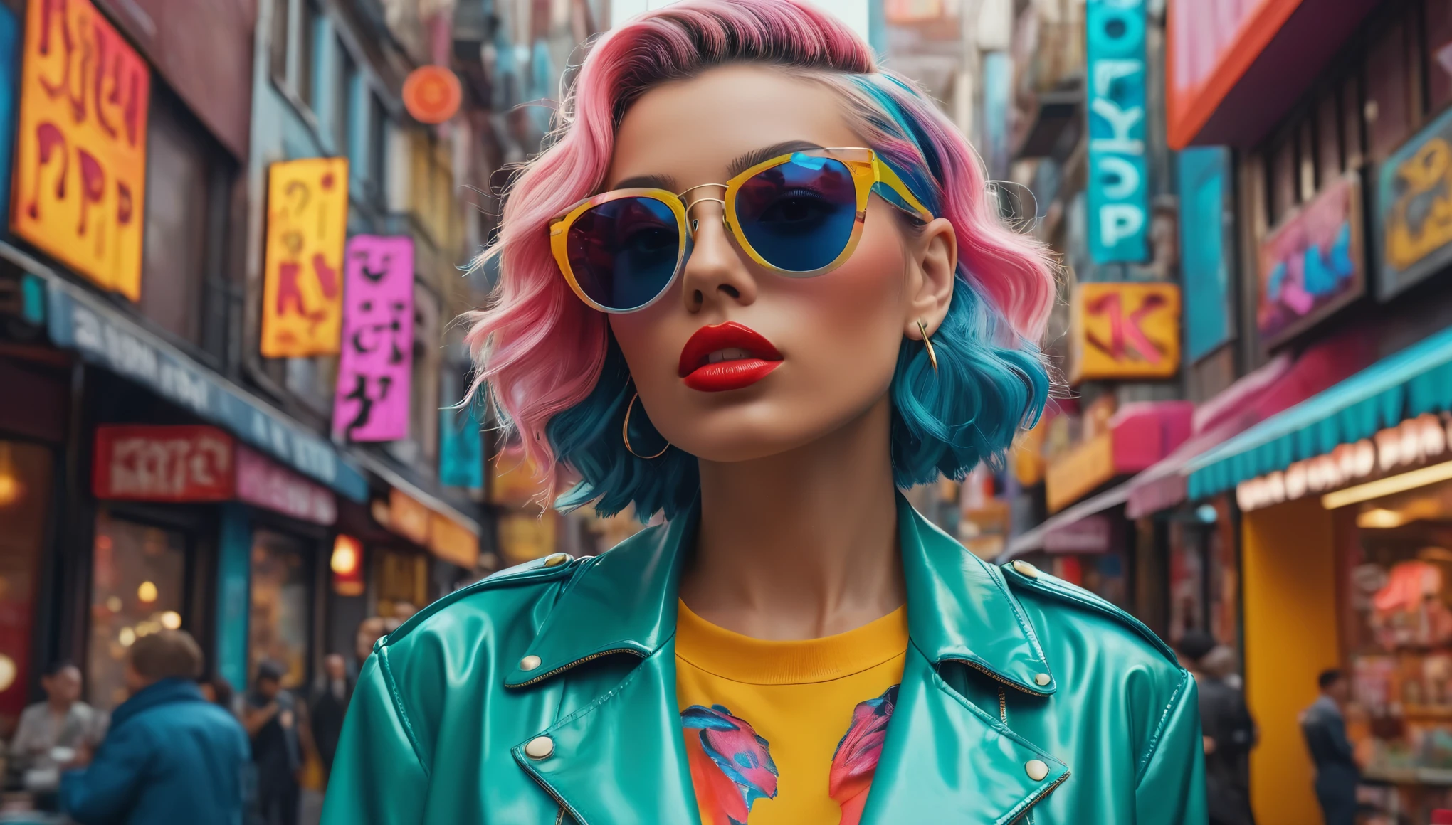 create an image demonstrating the style of ((Hyperpop)) style, hyper realism, 8k high definition, vibrant colors, sharp focus, insanely detailed