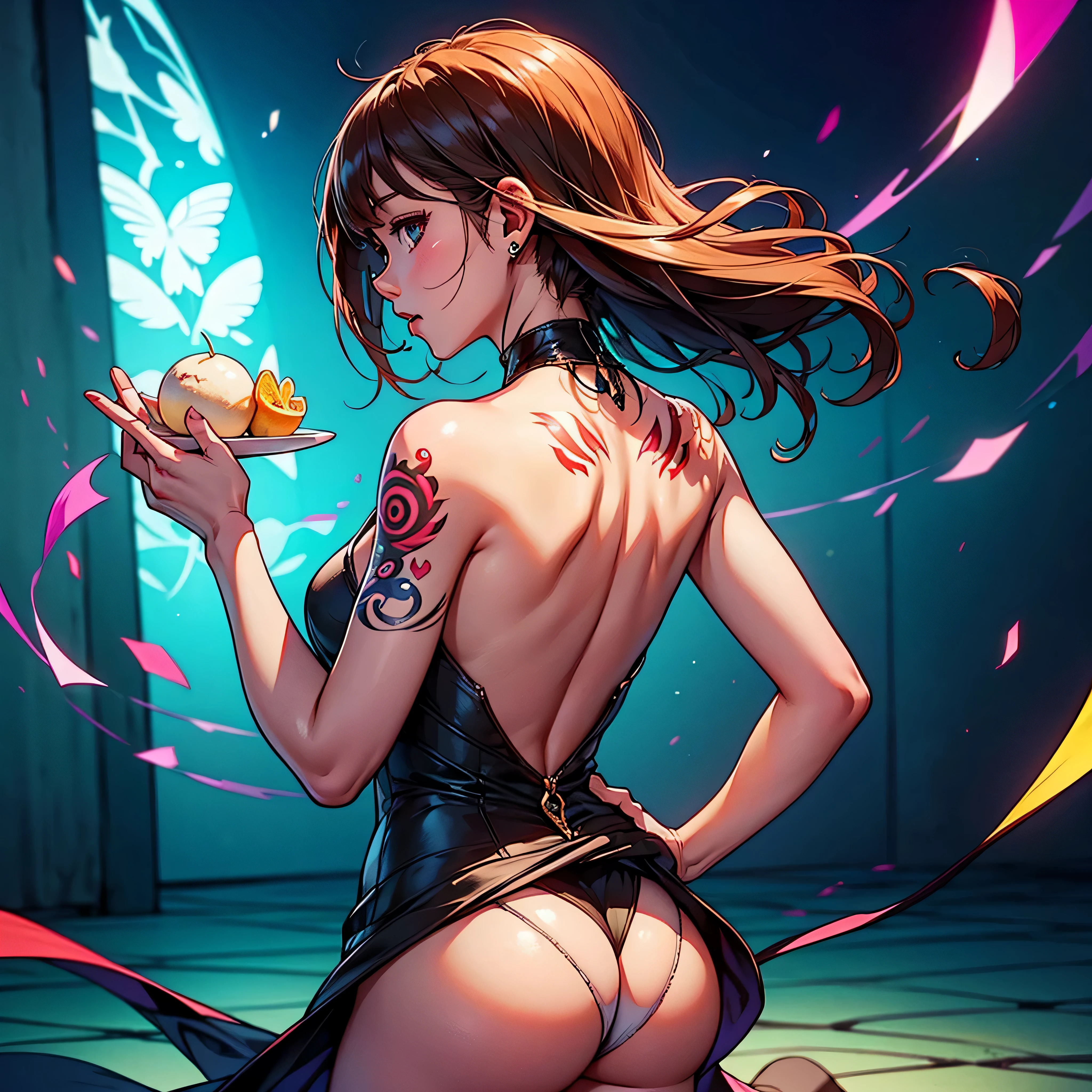 epic Gorgeous ((back view fullbodye❤)) sunset sunrise sunshine sundrop tMasterpiece, piece of chewing gum, Best quality, ((Realistic)), ((1 person)), ultra high-quality, very gentle and beautiful, fabulous, Formal art with attention to detail, Ridiculous, unbelievable Ridiculous, huge file size, ultra high-detailed, very perfec detailed, epic (Pretty Woman), (Detailed and feminine),, ((ideal female figure)), thin waist, Cover your chest with your hands, (❤tattoos❤ all over the body)), With a powerful presence, Her body is adorned with a unique combination of abstract and ulra_realistic design, epic Digital art, by Artgerm, hyper high-details, Hello Top Fade, cowboy shot, Dark Fantasy, saturate, reflection, monarch erfly, heart, earth, hearth, varied multi etc. --v 6 --s 1000 --c 20 --q5 --chaos 100
