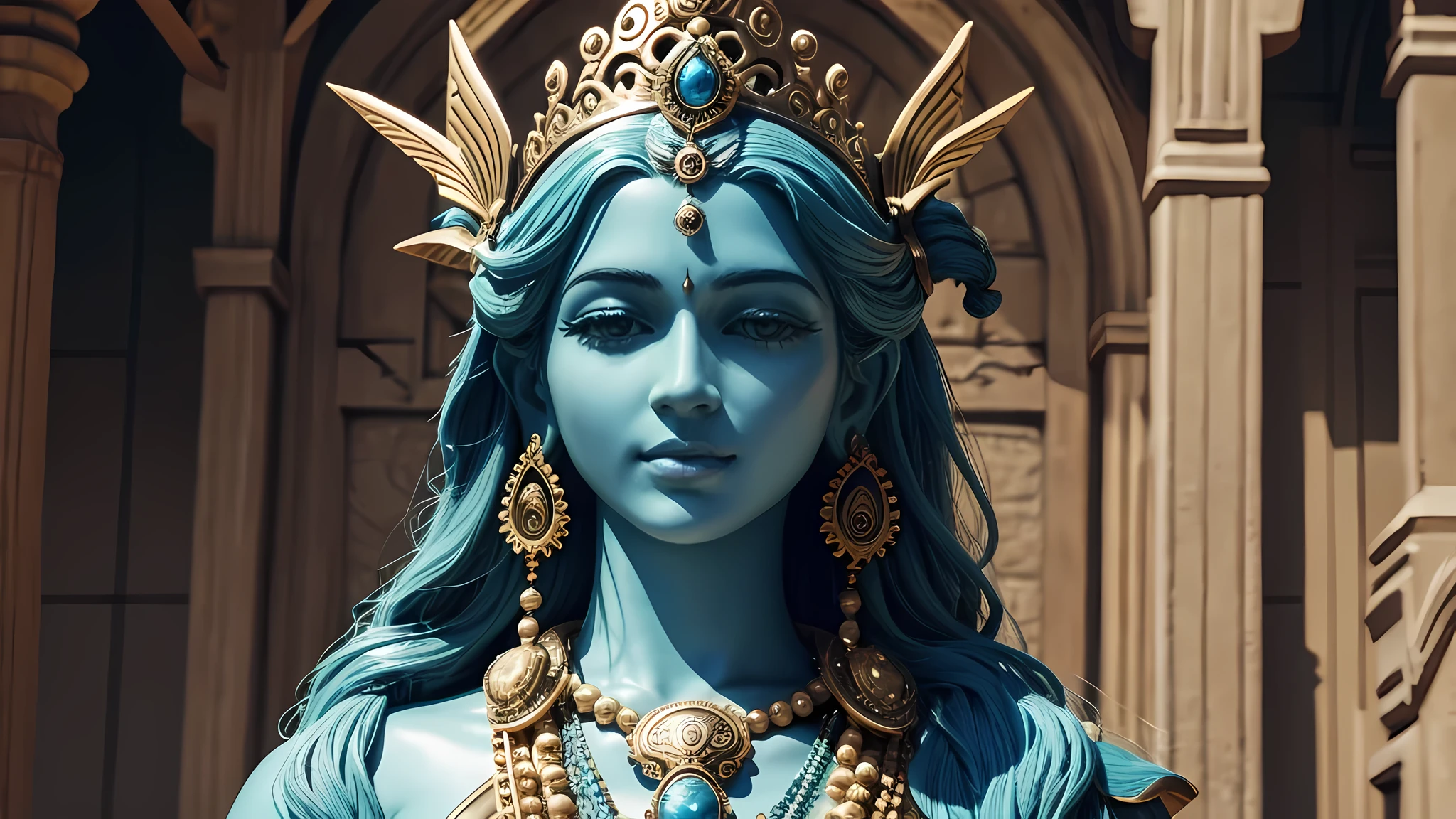 Statue, antique, vivid colors, 8k quality, cinematic focus