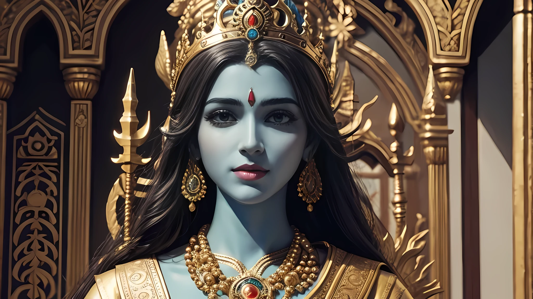 Close-up of a statue of a woman with a crown on her head, Lord Shiva, Goodbye. charlton fortune, inspired Goodbye. charlton fortune, Charm男性神, Lord Shiva破壊者, tendency ,, shortening, Charm, Written by Thomas Furlong, Close-up shot of the amulet, from ramayan, futures, Written by John Luke