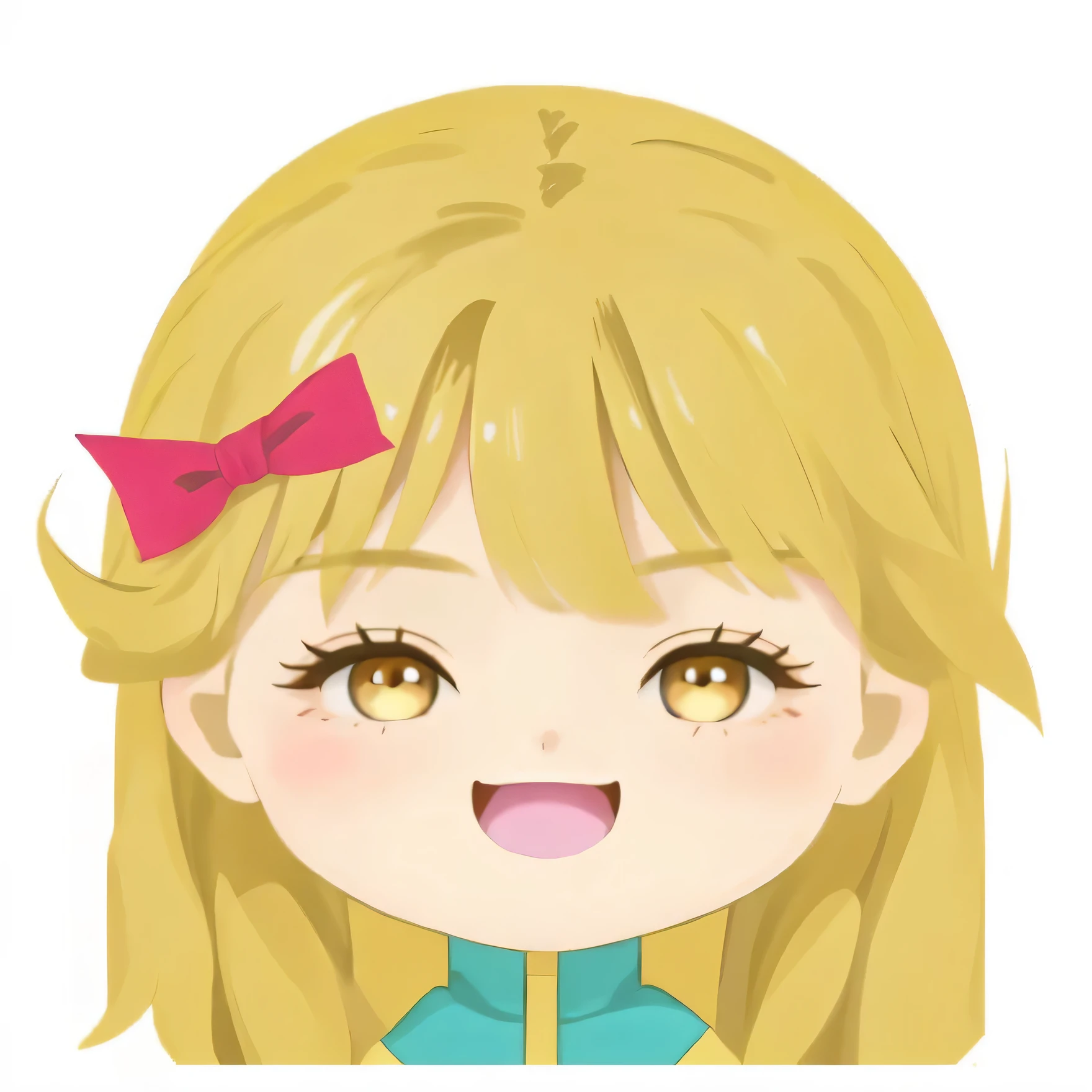a cartoon girl with a pink bow on her head, cute kawaii girl, cute characters, happy girl, cute girl, smiling girl, blonde avatar, cute smiley face, girl cute-fine-face, girl, lovely woman, cute anime face, cute smile, a girl with blonde hair, blonde girl, joy, Little cute