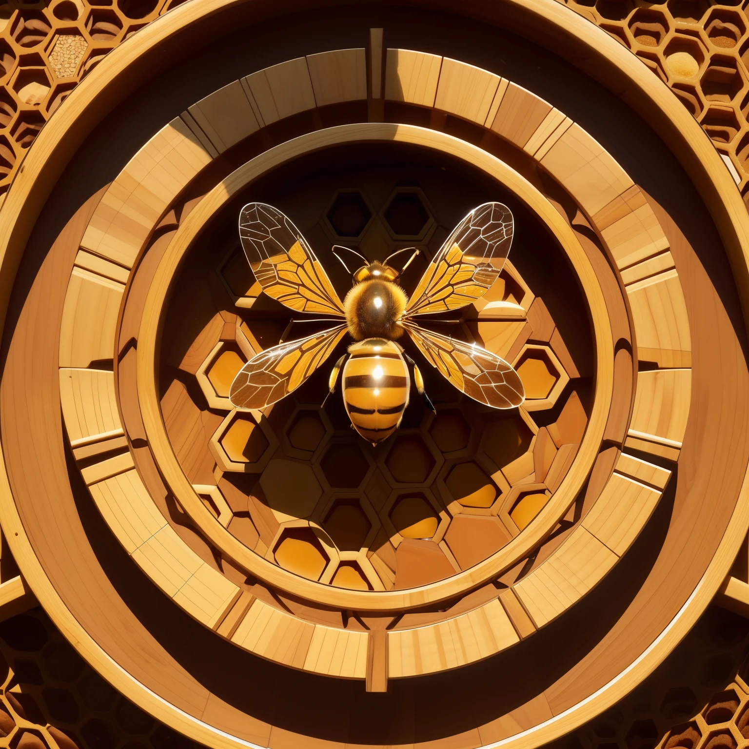 A captivating logo design featuring African honeybee products, with intricate honeycomb patterns and a bee in flight. The bee, with its wings spread, hovers above golden pots of honey, creating a sense of sweetness and natural abundance. The logo exudes an earthy and organic charm, evoking the rich heritage and authenticity of the honey production.
