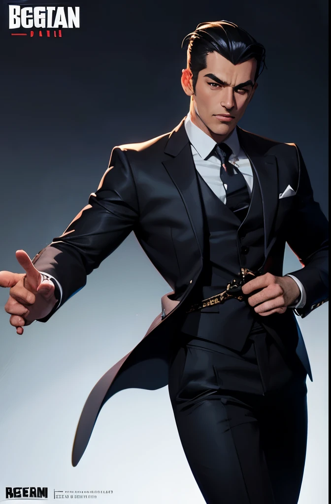 stunningly handsome man, cocky grin, a digital painting of a dashing spy in a black suit, masculine haircut, retro pulp noir comic cover, sexy man , in the art style of Artgerm, mafia, marvel comic book characters, award-winning artwork, the smooth black lion, beautiful rendering, widow maker, chiaroscuro , ray tracing, flirty, intrigue, dynamic pose, dynamic angle