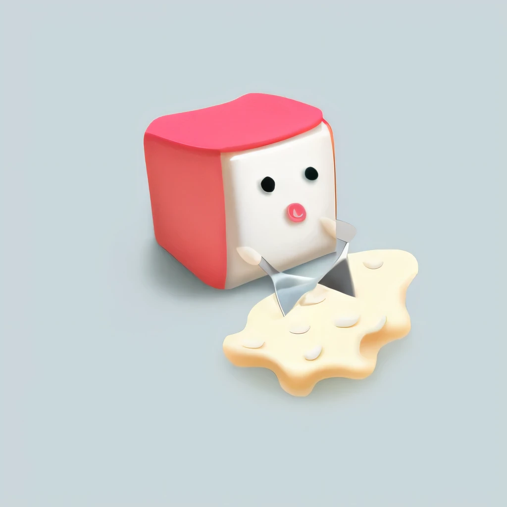 Cartoon yogurt cubes fried yogurt